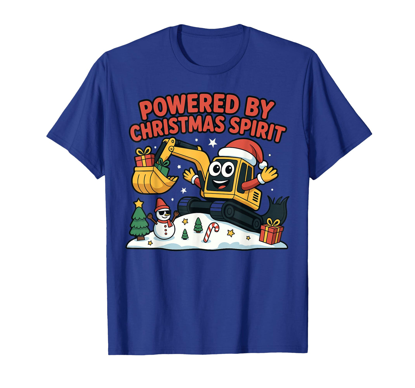 Christmas Spirit Excavator Cartoon Holiday Design T-Shirt