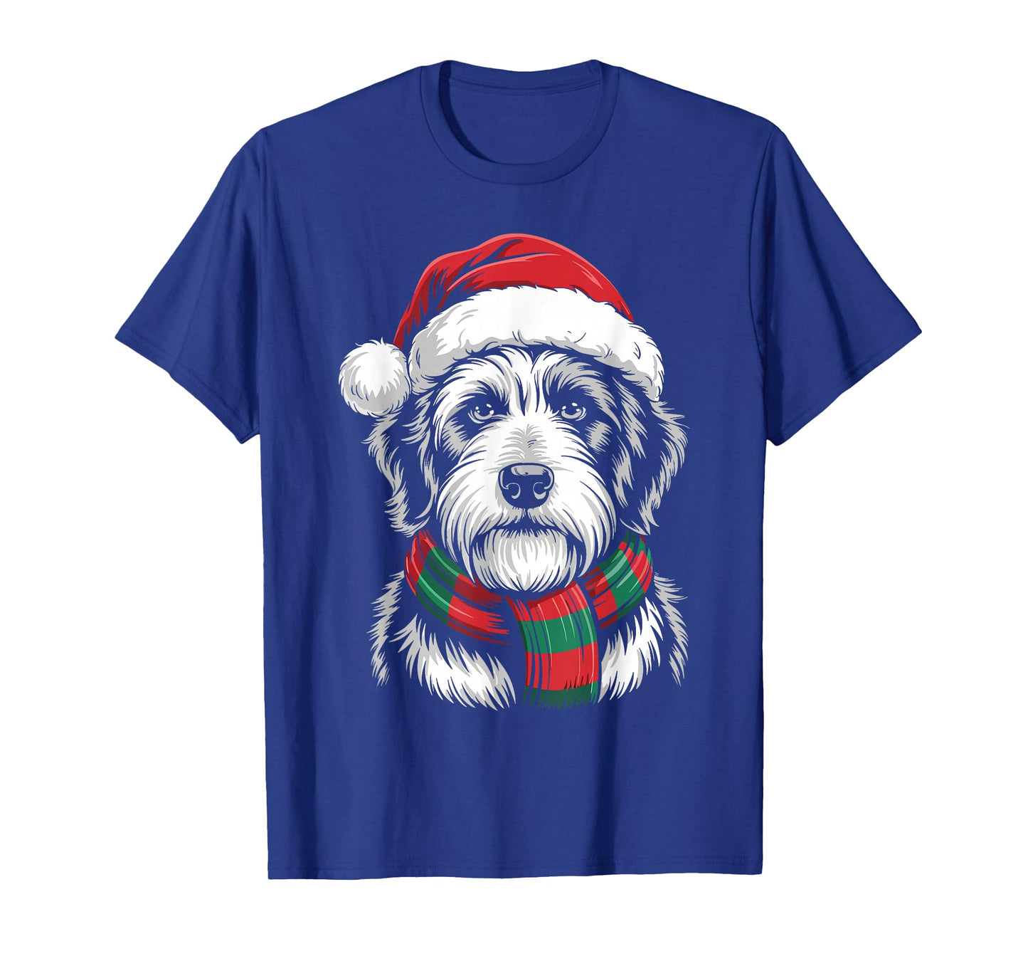 Bearded Collie Dog Xmas Santa Hat Scarf Christmas Costume T-Shirt