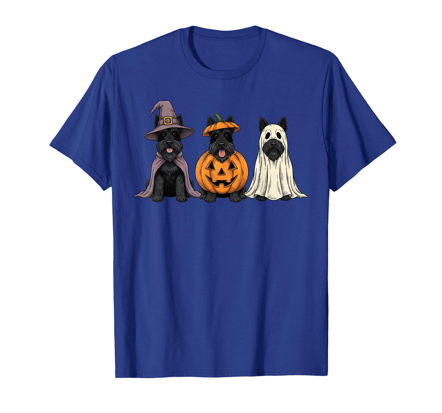 Spooky Ghost Scottish Terrier Pumpkin Halloween Dog Lover T-Shirt