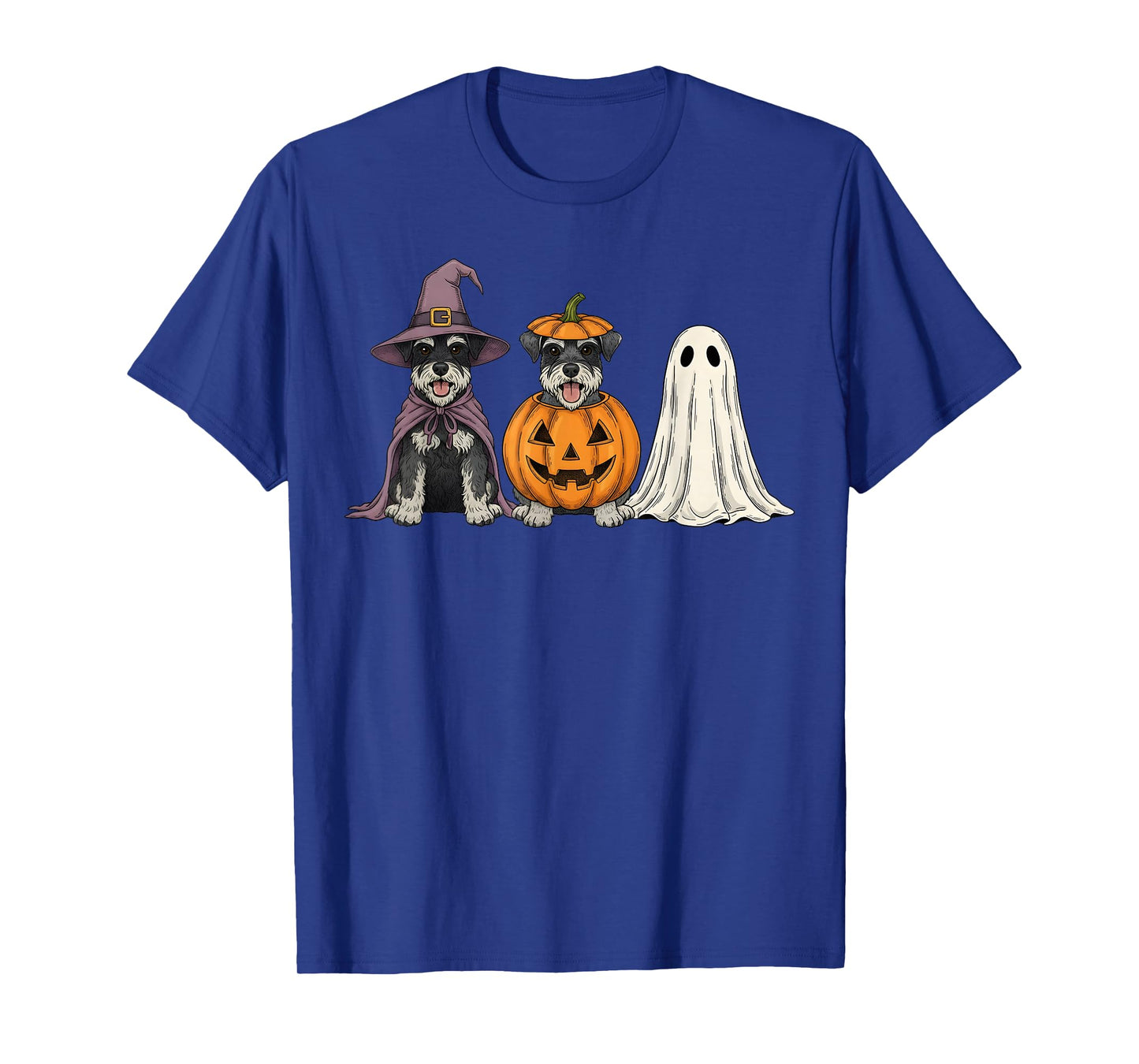 Spooky Ghost Miniature Schnauzer Pumpkin Halloween Dog Lover T-Shirt