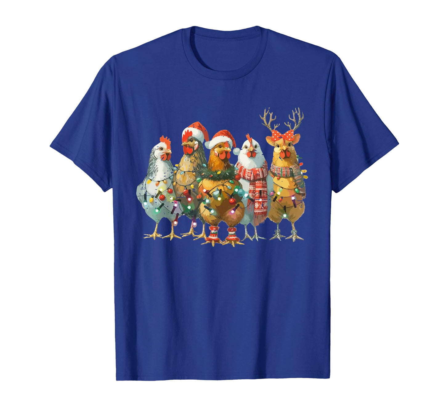 Funny Chicken Christmas Lights Farm Animal Cute Xmas Holiday T-Shirt