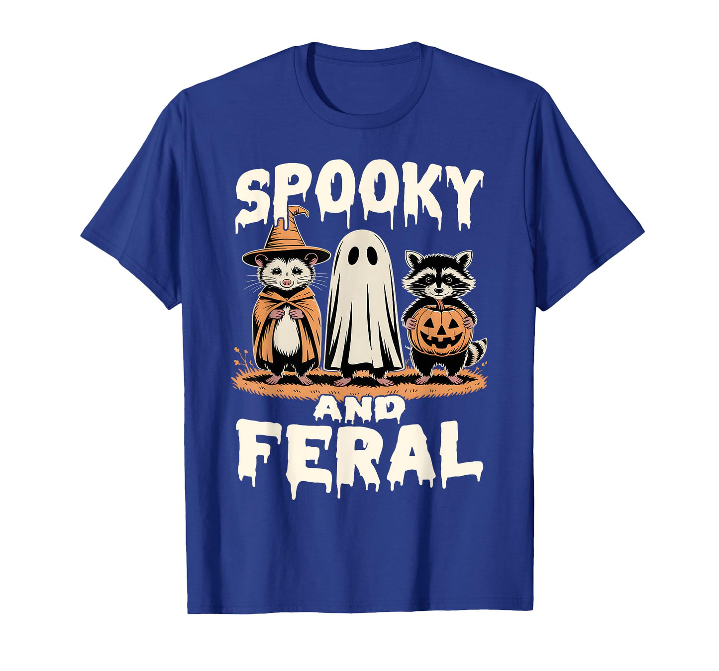 Funny Raccoon Opossum Halloween Ghost Boo Spooky and Feral T-Shirt