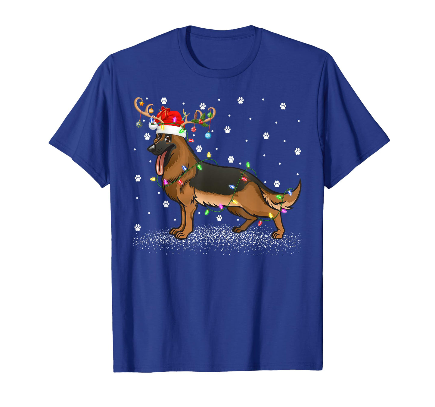 German Shepherd Dog Christmas Lights Santa Hat Xmas Pajamas T-Shirt