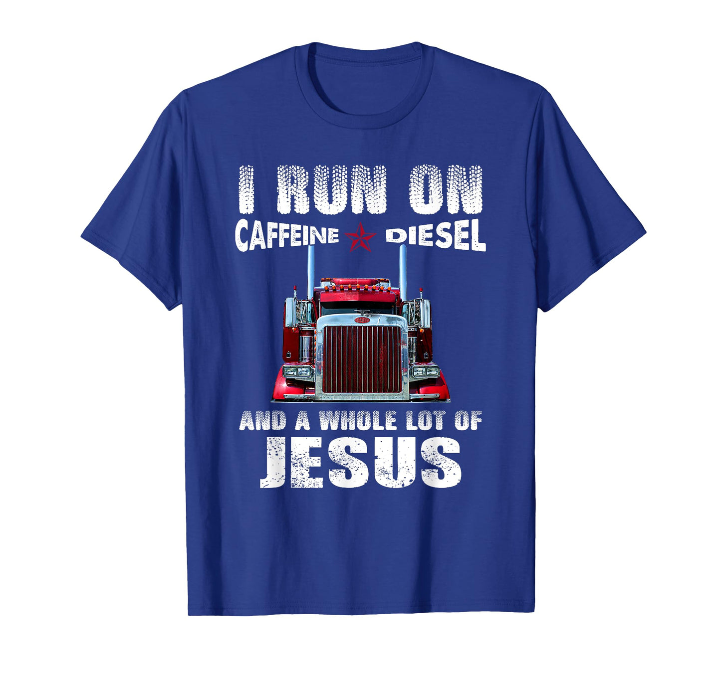 Caffeine Diesel Jesus Christian Trucker Distressed T-Shirt