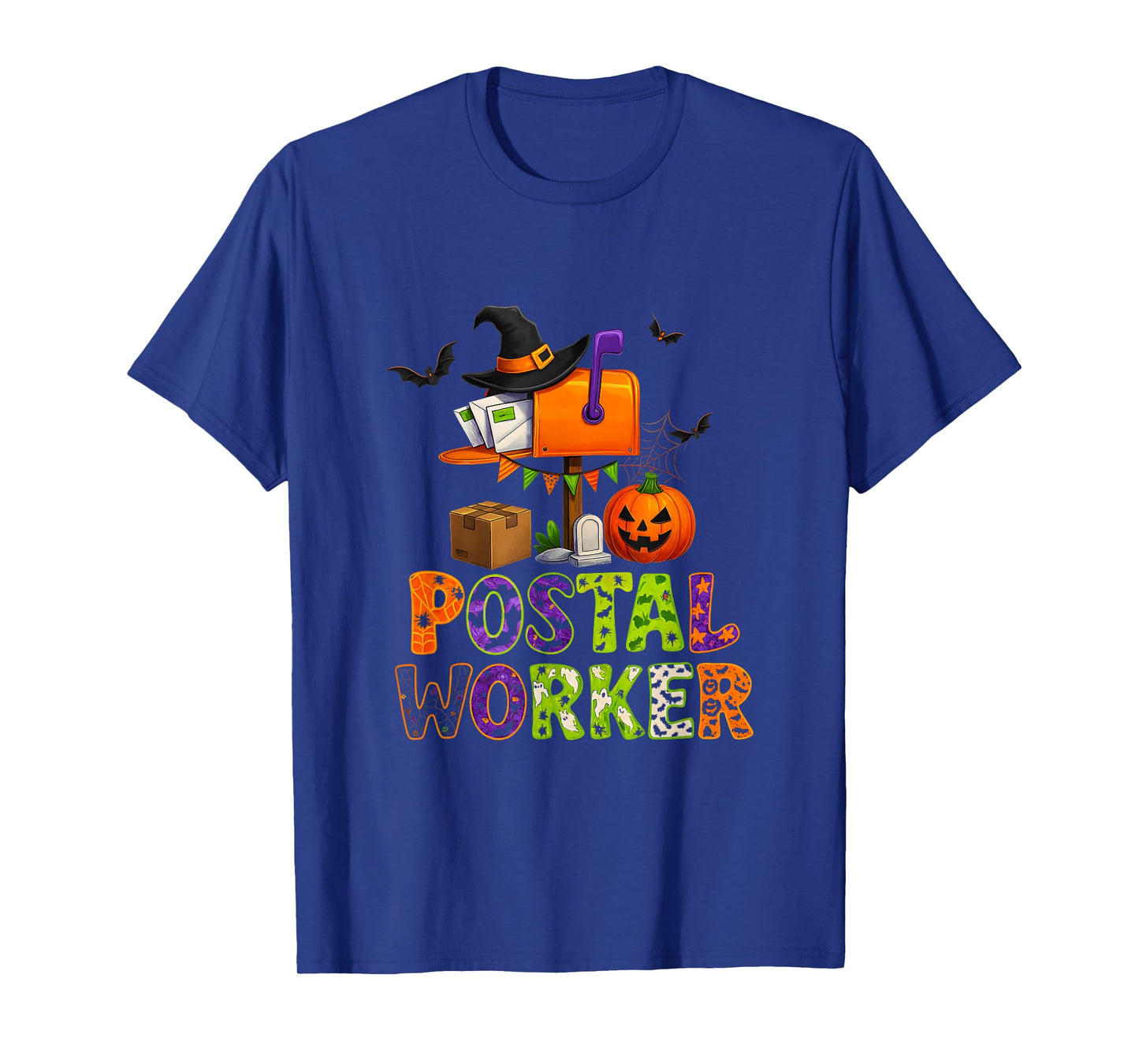 Postal Worker Halloween Mailbox Pumpkin Bat Spooky T-Shirt