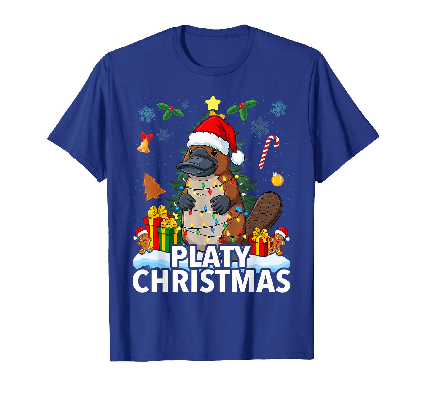 Christmas Santa Hat Xmas Duck Billed Platypus T-Shirt