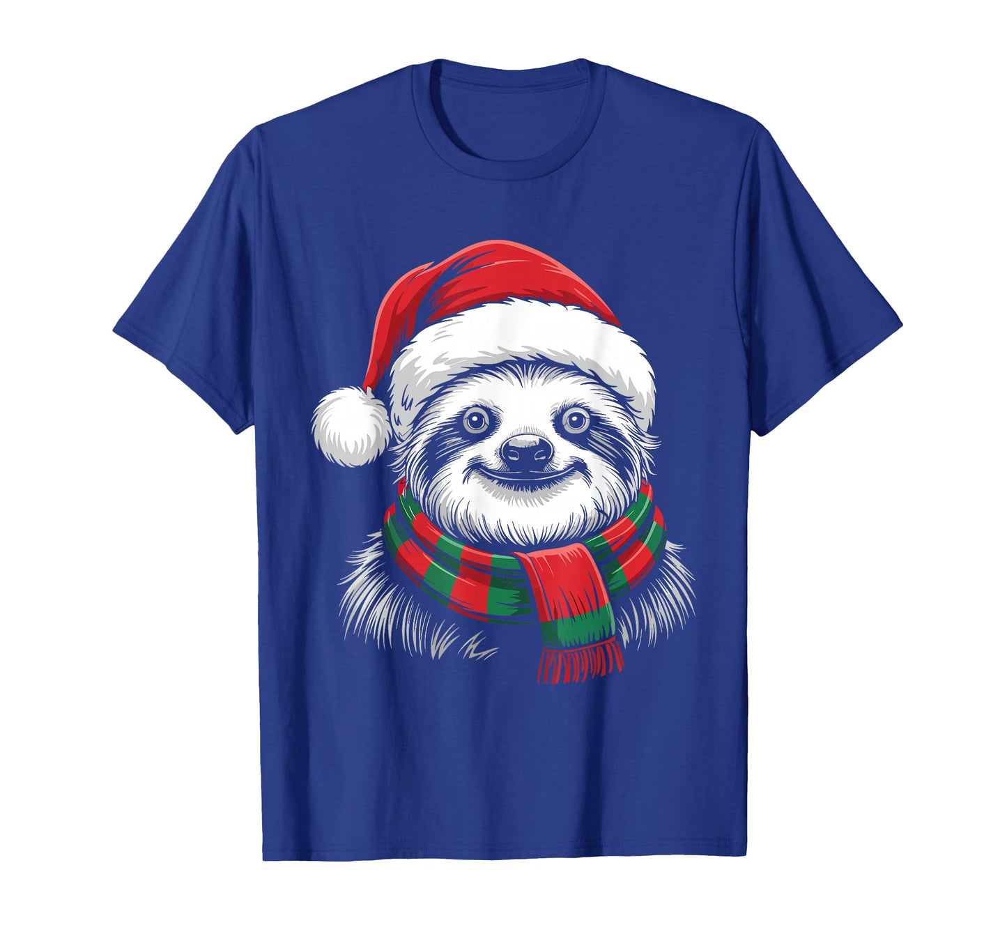 Sloth Xmas Santa Hat Scarf Christmas Costume T-Shirt