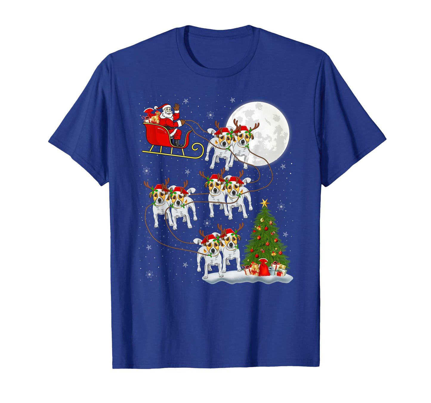 Dogs Santa Sleigh Flying Funny Magical Christmas T-Shirt