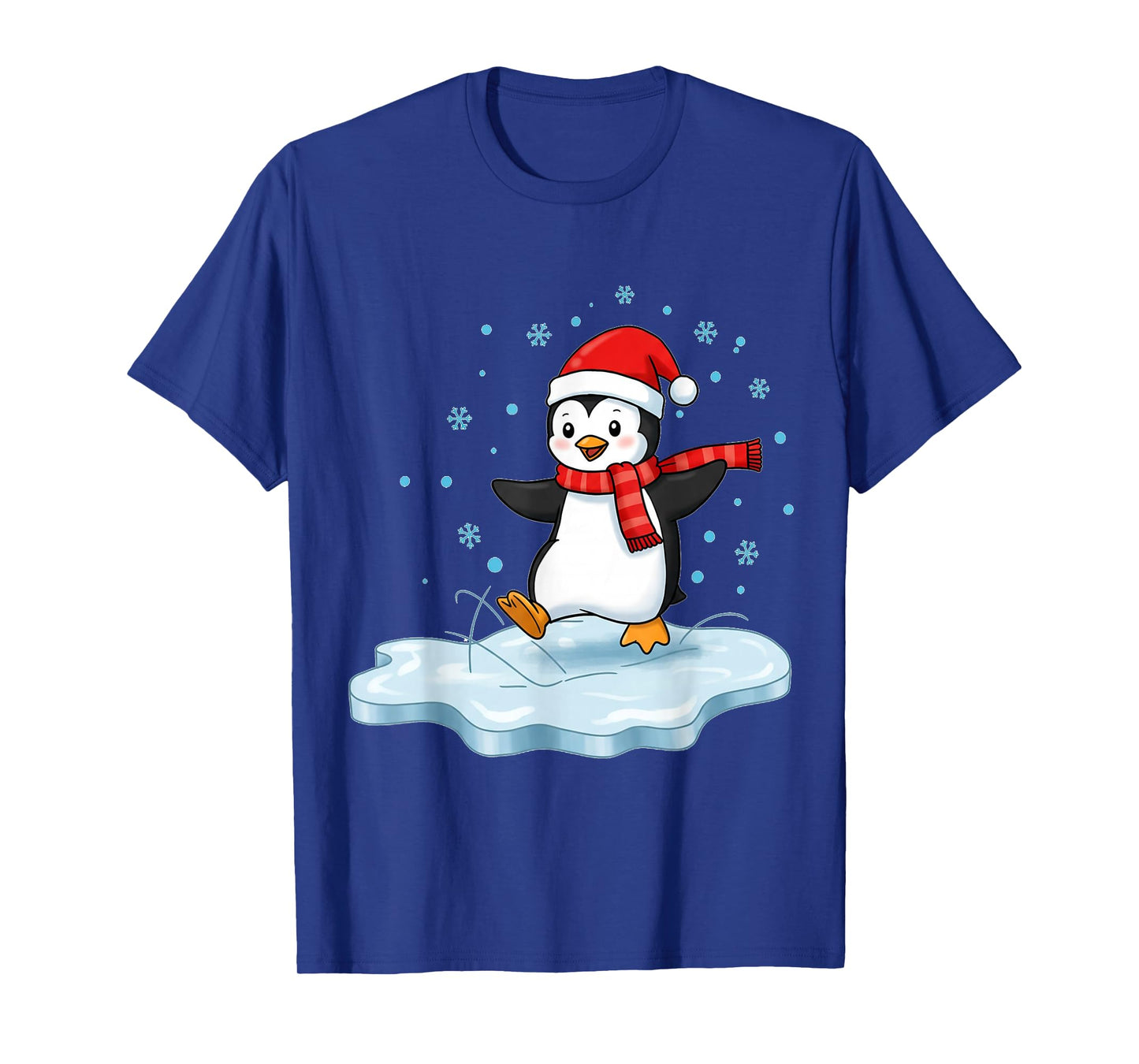 Happy Holiday Penguin on Ice with Santa Hat T-Shirt
