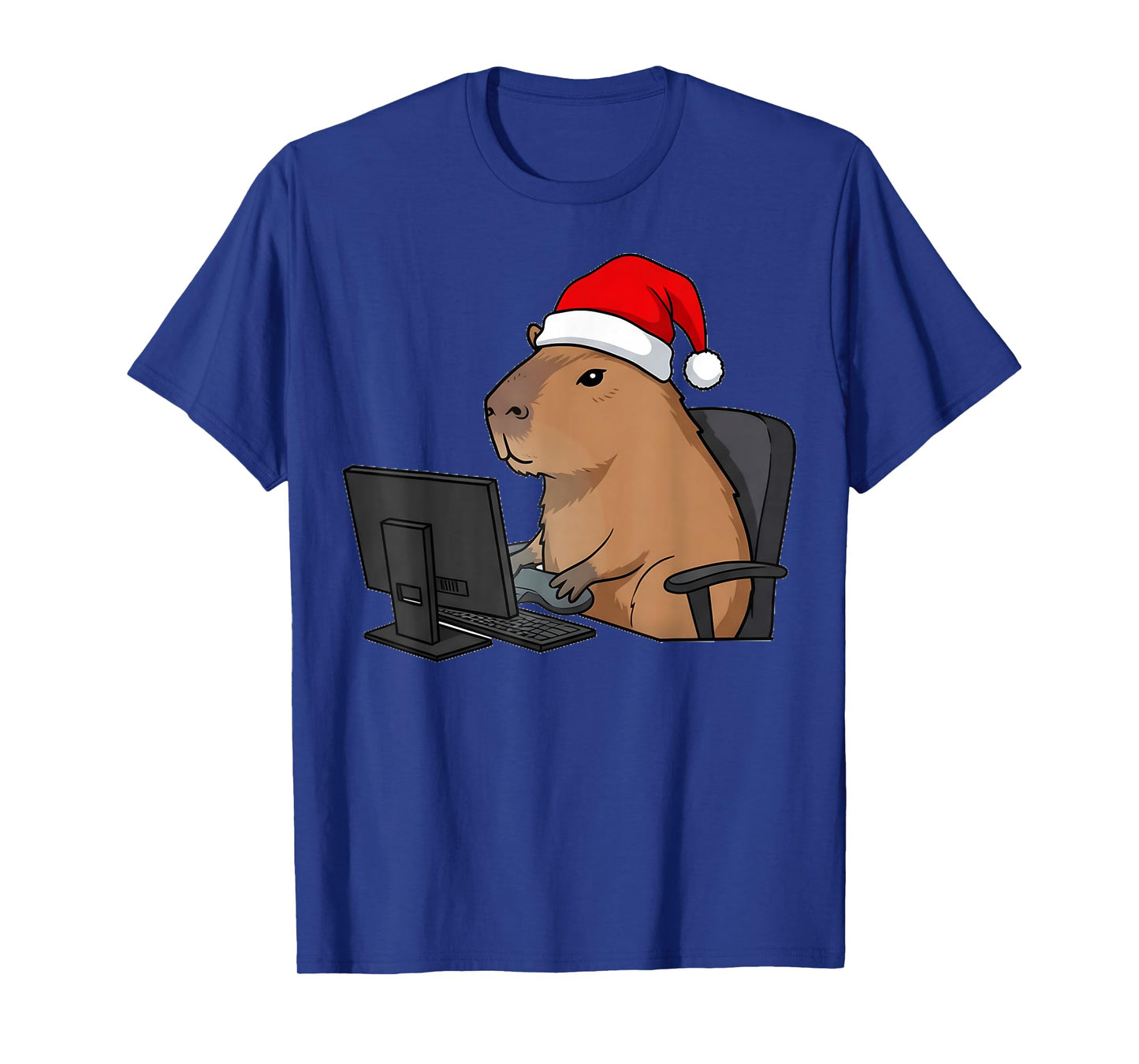 Santa Capybara Playing Video Games Gamer Christmas Gaming T-Shirt