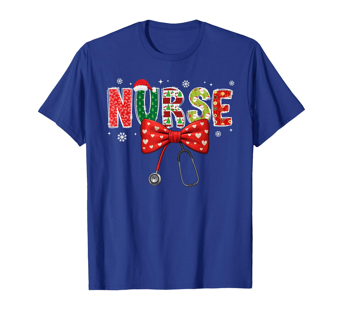 Nurse Xmas Christmas Stethoscope Santa Coquette Bow Women T-Shirt