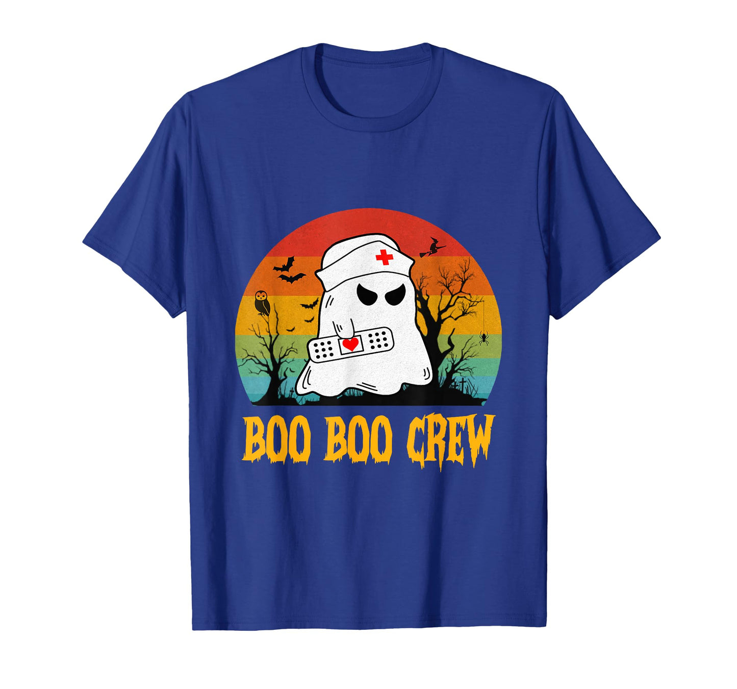 Boo Boo Crew Ghost Nurse Retro Funny Halloween Costume Women T-Shirt