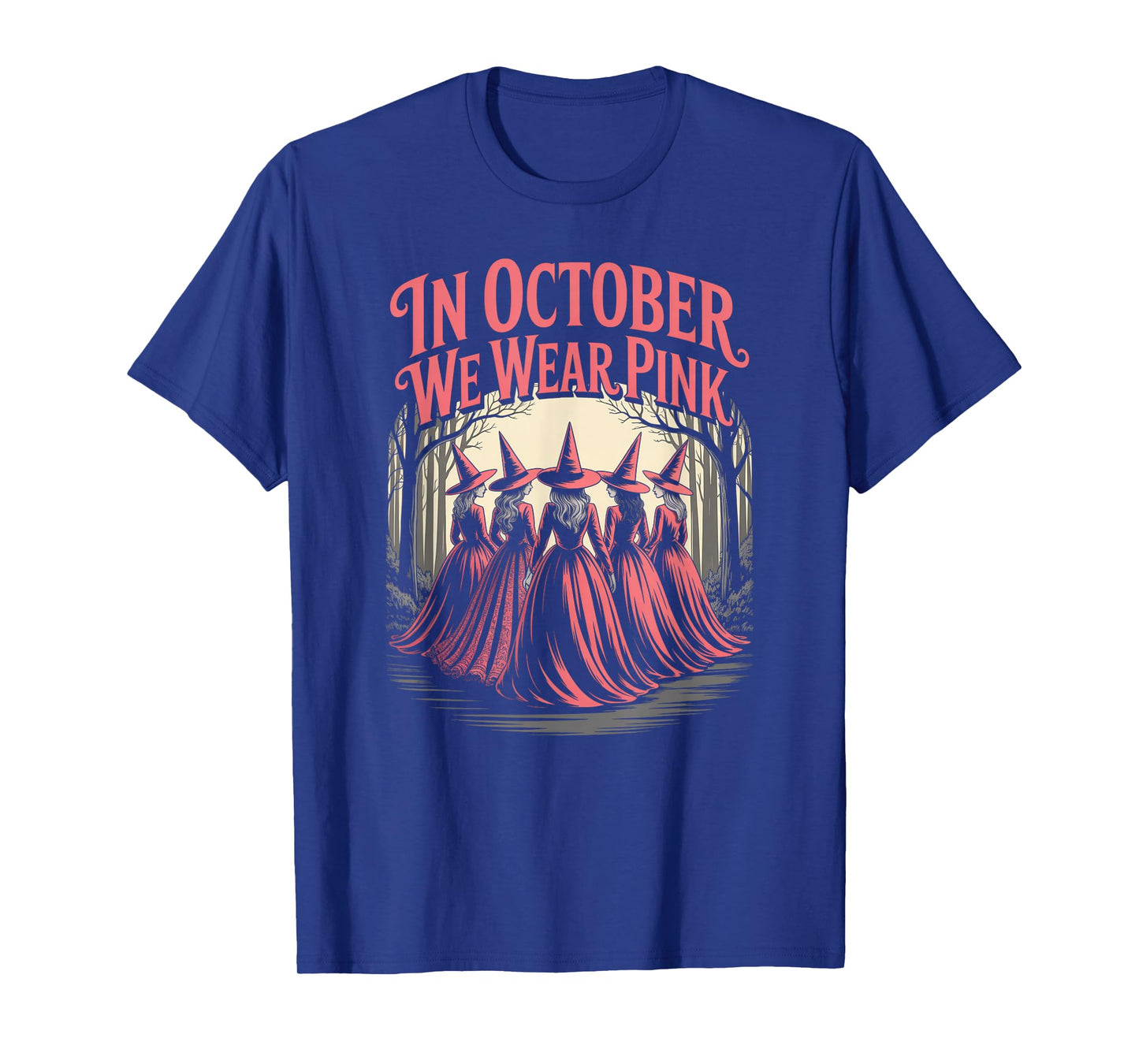 Retro in October We Wear Pink Witch Breast Cancer Awareness T-Shirt