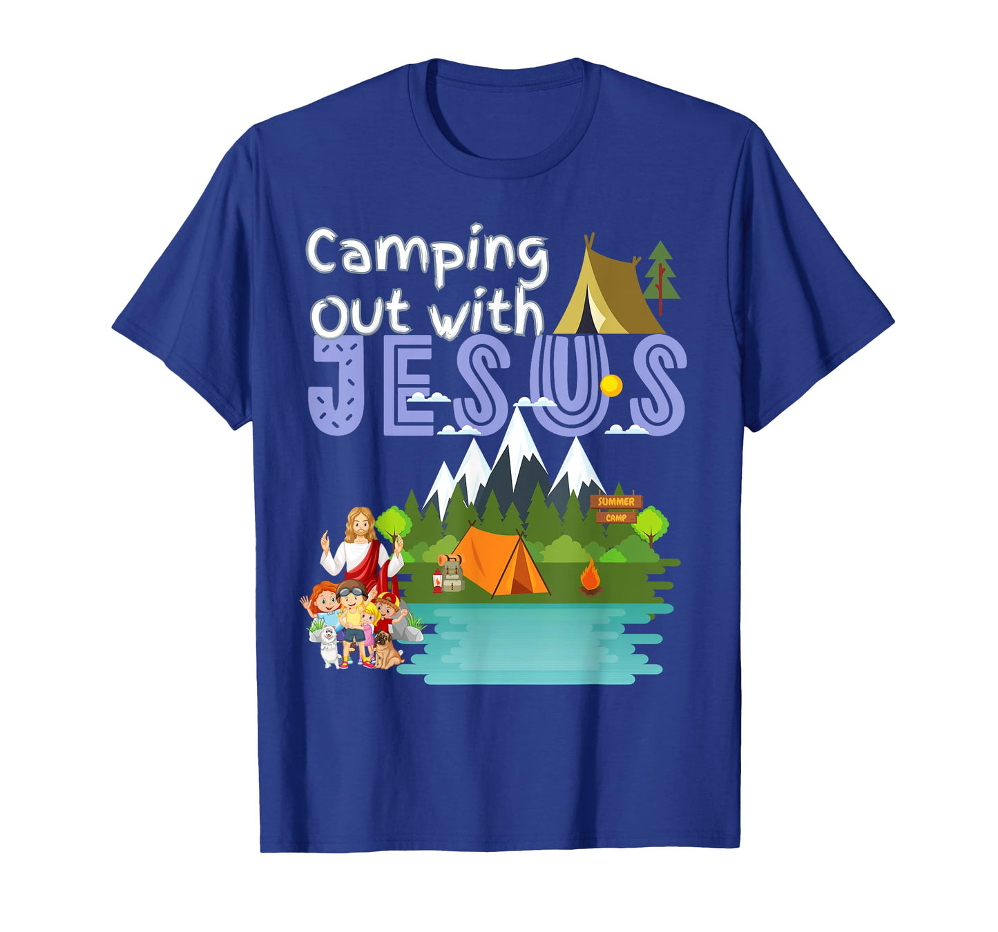 Camping Out With Jesus Summer Camp VBS Christian Kids T-Shirt