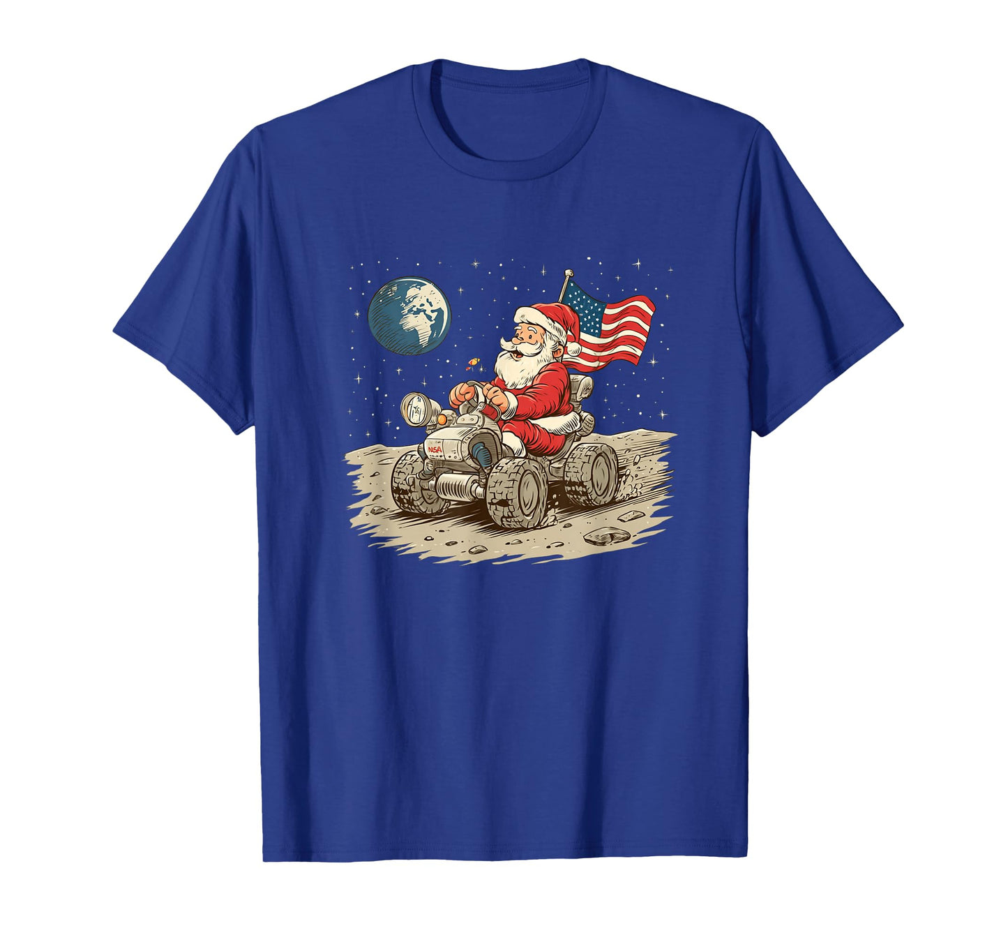 Cool Moon Vehicle with Santa Claus for Funny Christmas T-Shirt