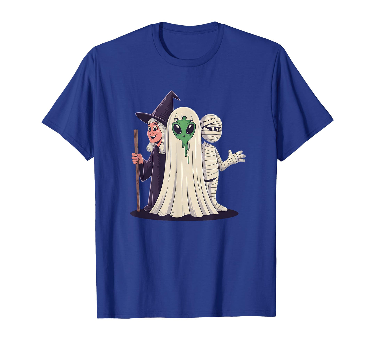 Halloween Squad Witch Alien Ghost and Mummy T-Shirt