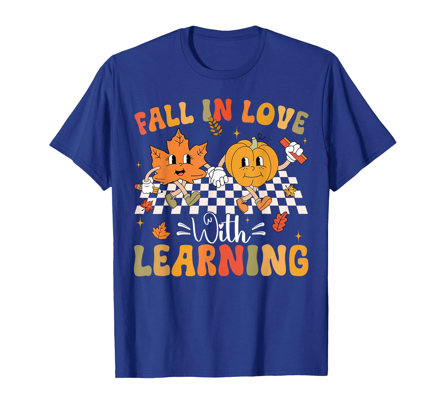Retro Fall In Love With Learning Autumn Pumpkin Teacher T-Shirt