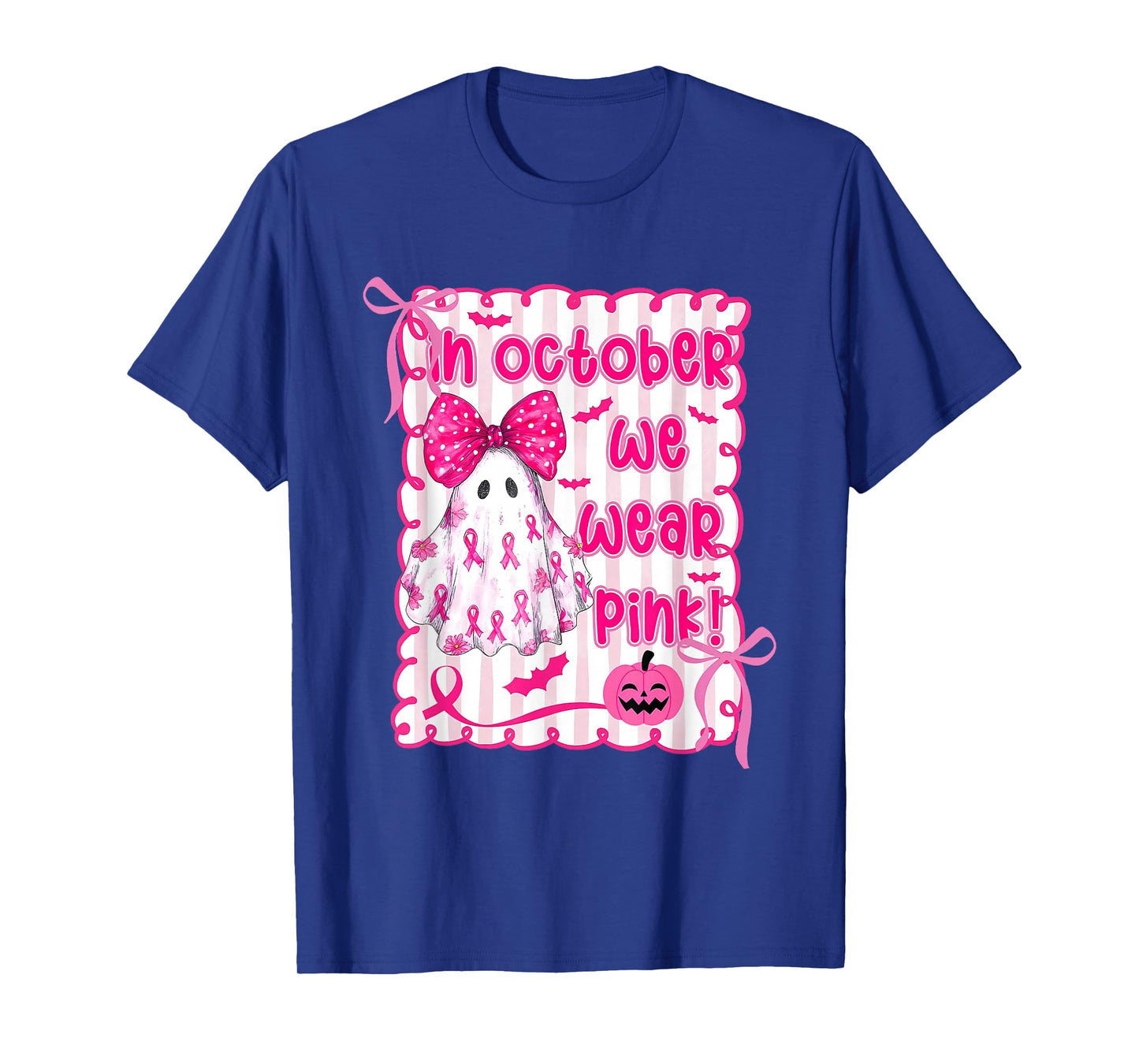 in October We Wear Pink Coquette Breast Cancer Halloween T-Shirt