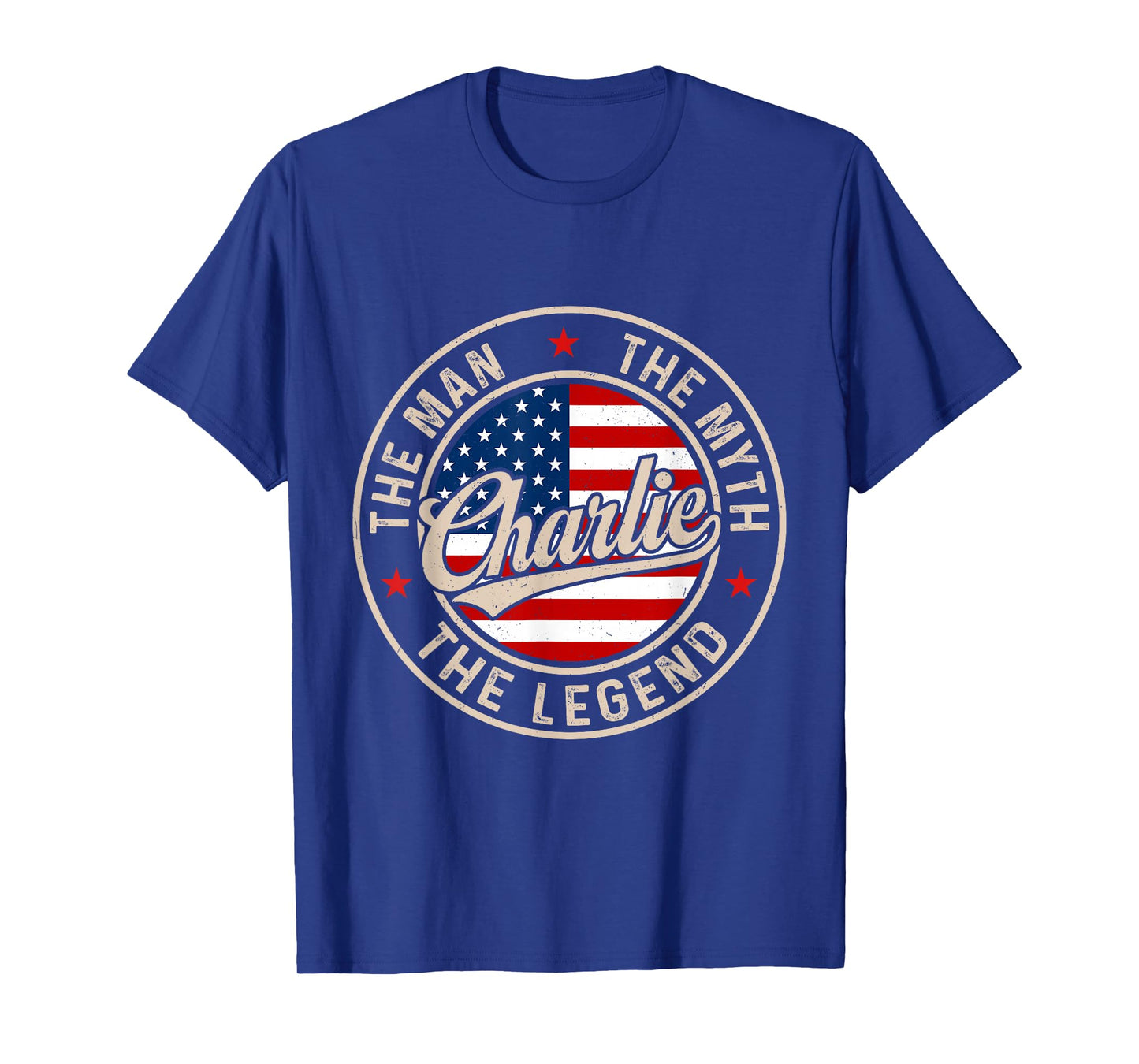 Vintage Charlie The Man Myth Legend First Name America Flag T-Shirt