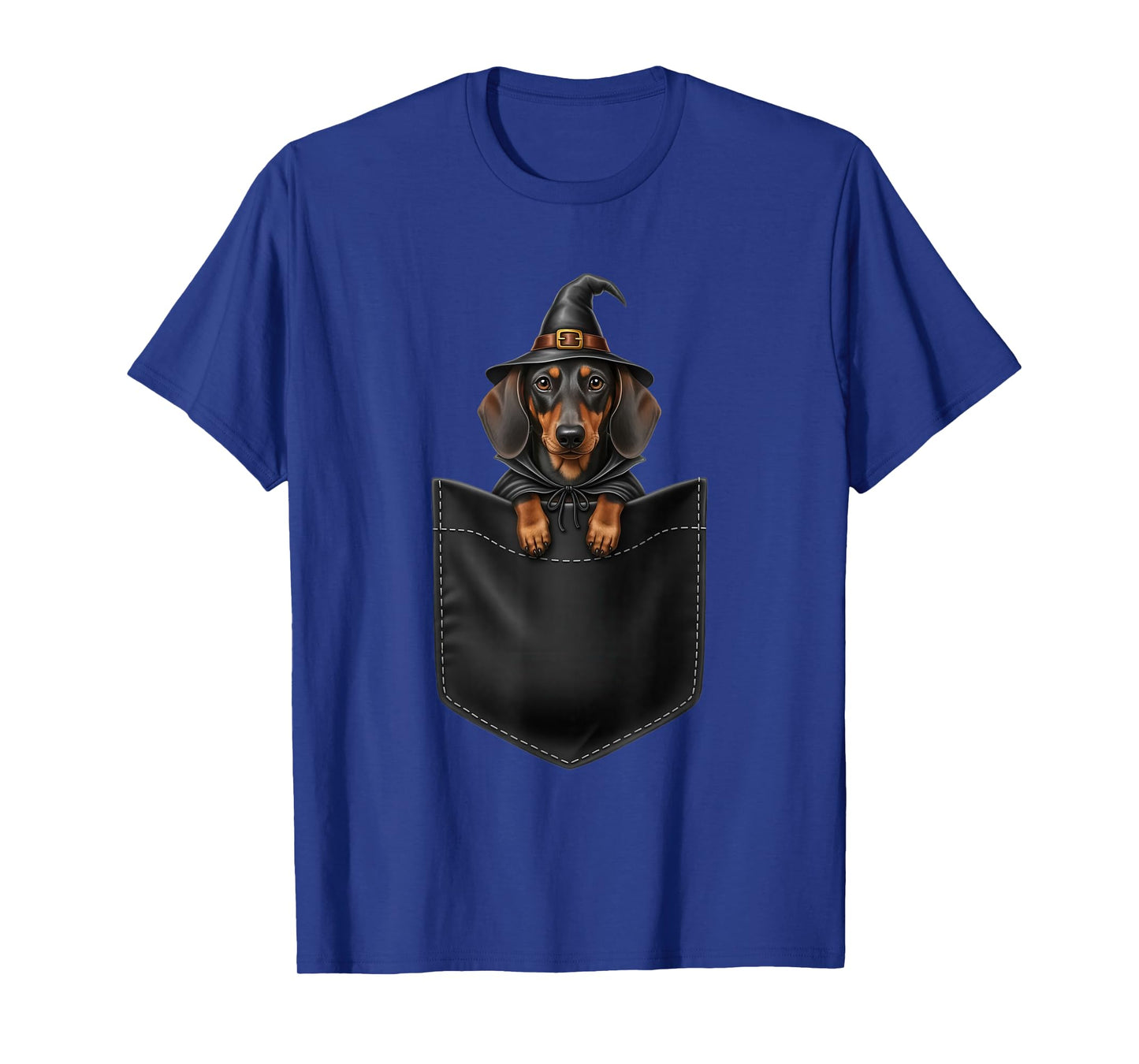 Funny Dachshund Pocket Witch Costume Halloween T-Shirt