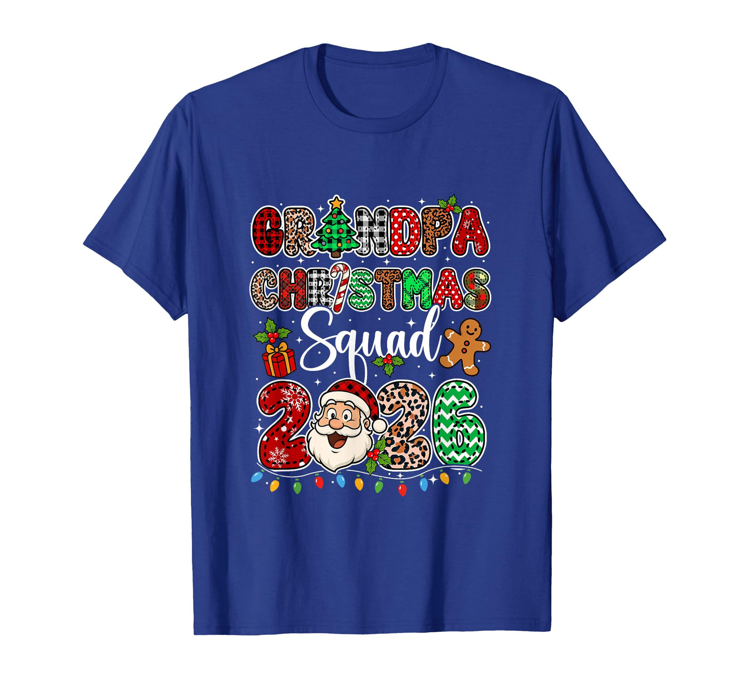 Grandpa Christmas Crew 2026 Leopard Funny Santa Family Group T-Shirt