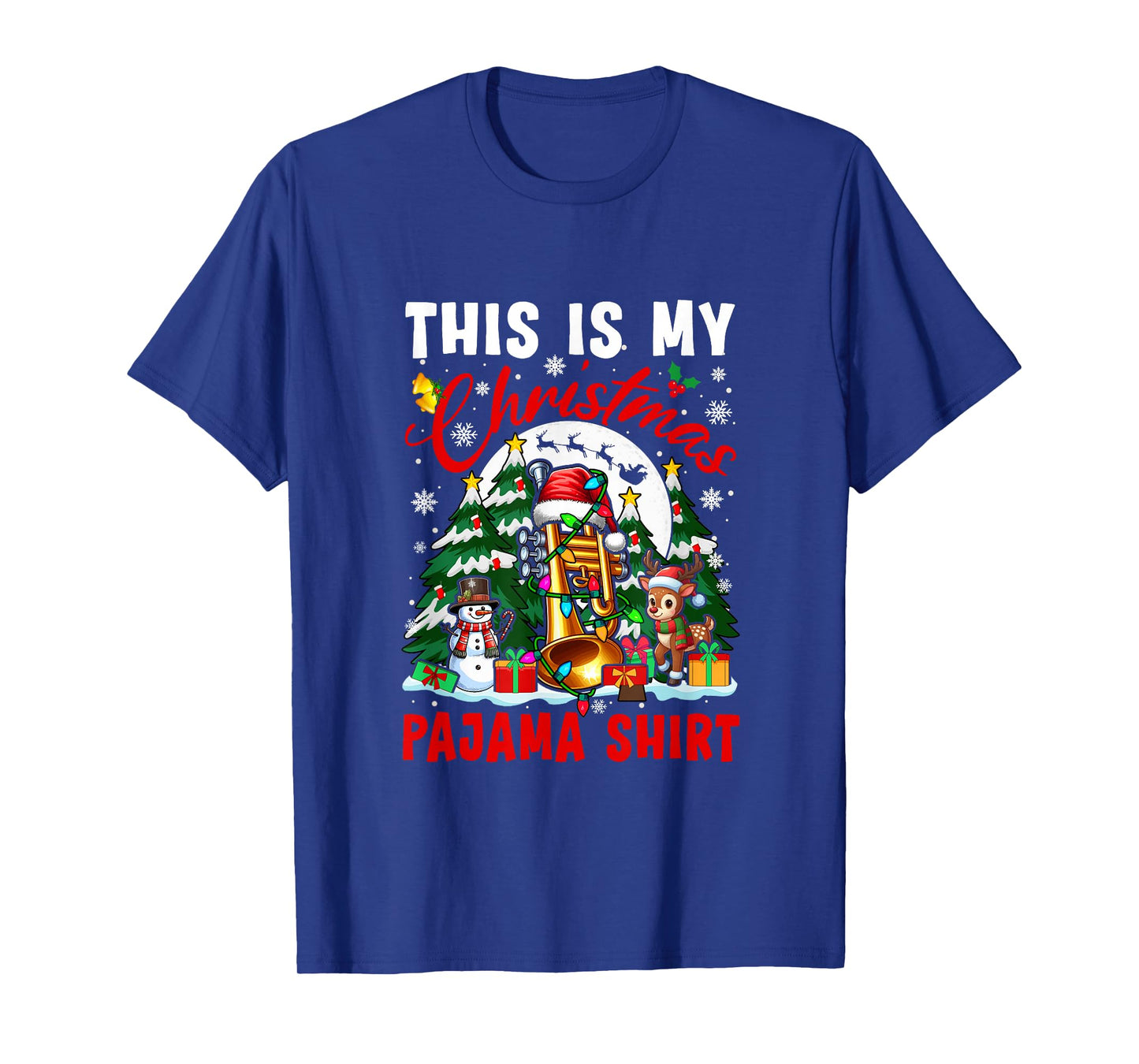 My Christmas Pajama Shirt Santa Trumpet Snowman Instrument T-Shirt