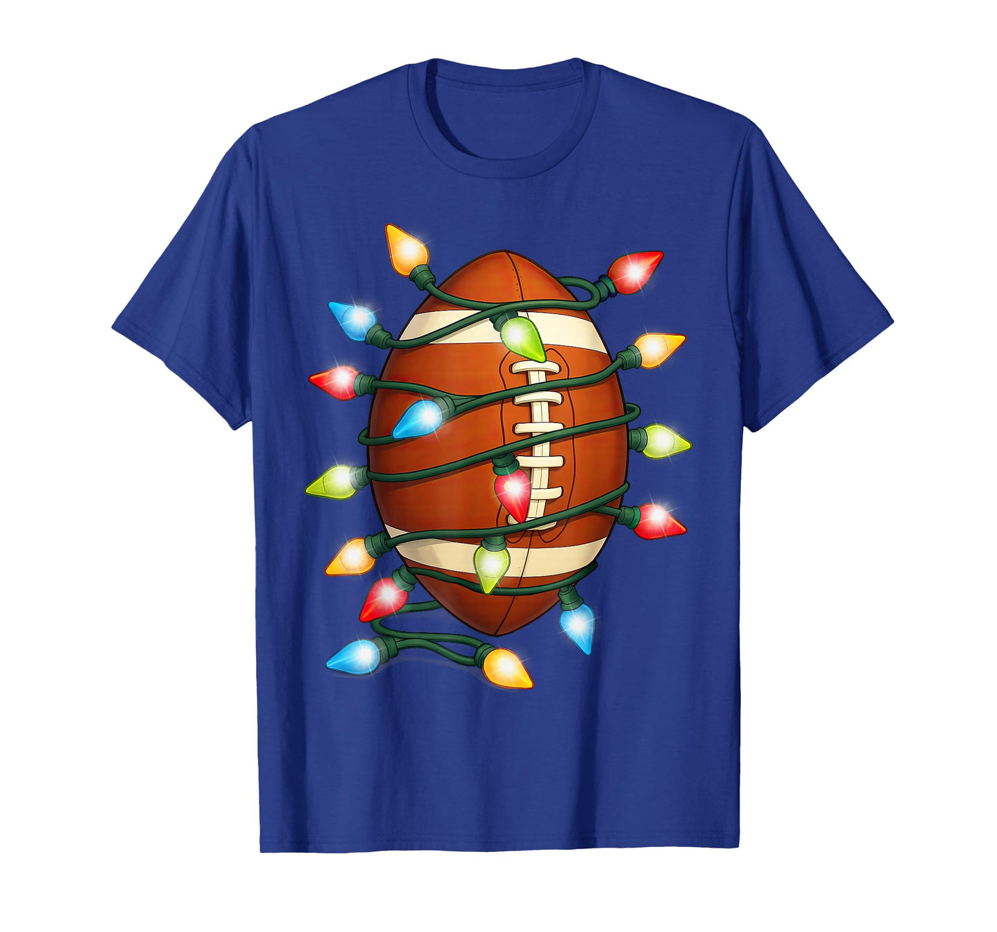 Christmas Football Ball Xmas Lights Holiday Sports T-Shirt