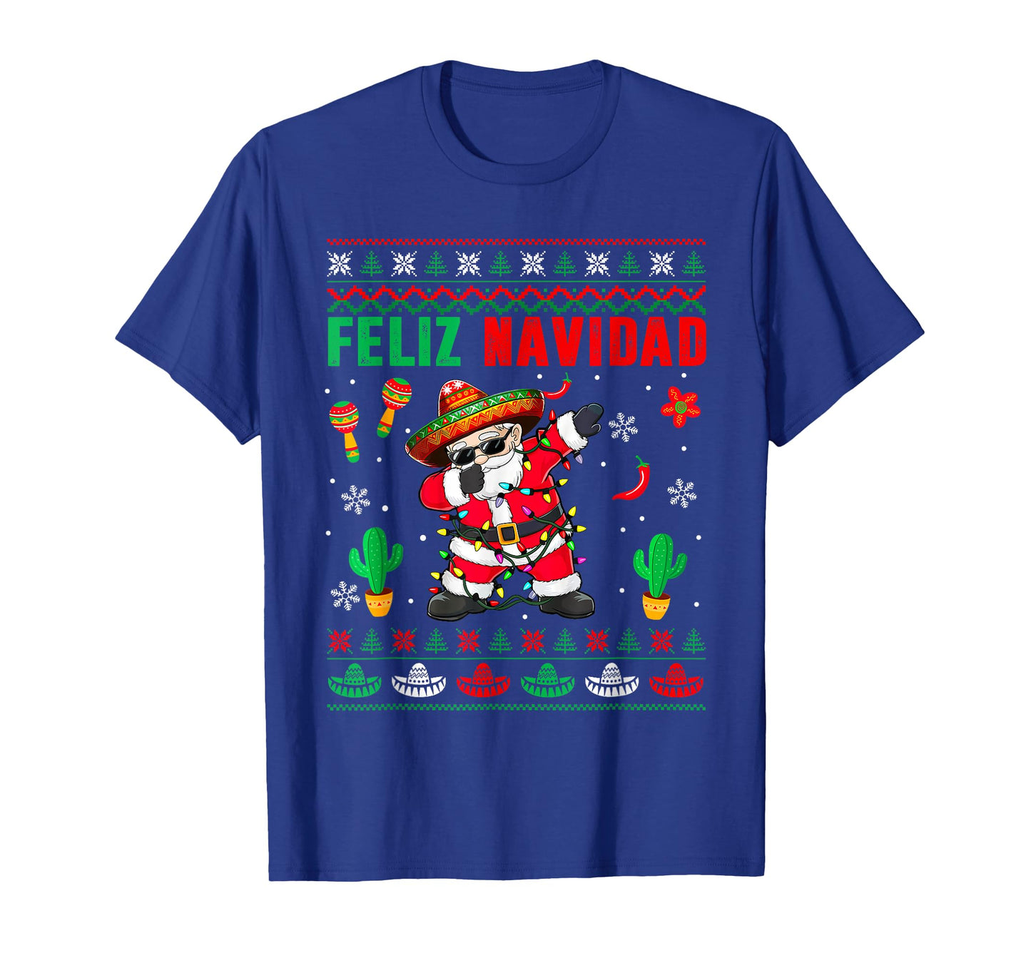 Feliz Navidad Xmas Sweater Santa Sombrero Dabbing Mexican T-Shirt