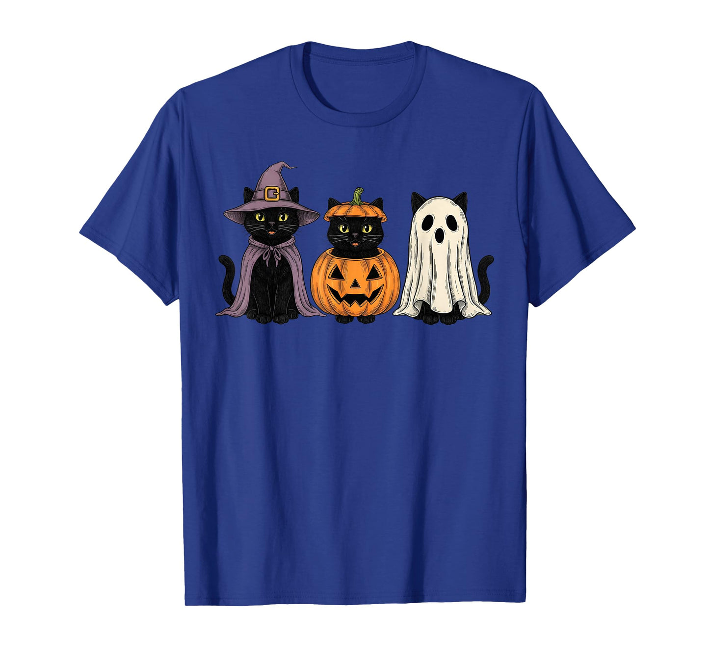 Spooky Ghost Black Cat Lover Pumpkin Halloween T-Shirt