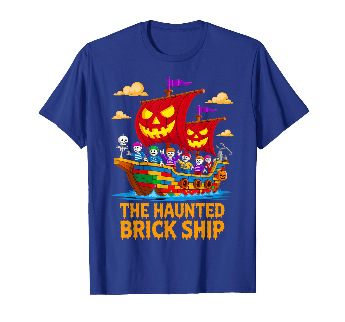 Halloween Bricks Pirate Skeleton Builder Blocks Building Toy T-Shirt