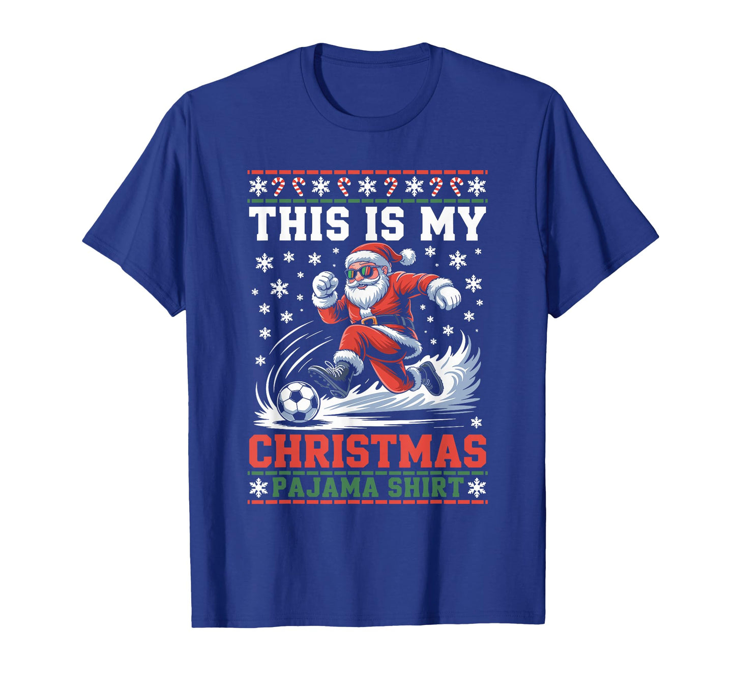 Santa Claus Soccer Player Ugly Christmas Sweater Kids Men T-Shirt