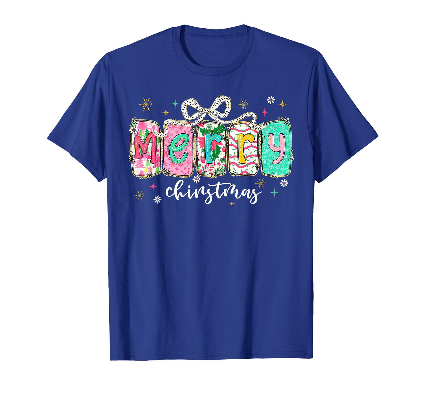 Coquette Bow Merry Christmas Xmas Pajamas Snowflake Holiday T-Shirt