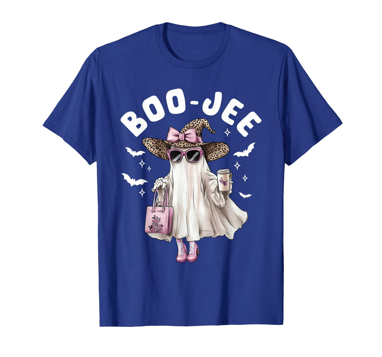 Coquette Leopard Ghost Coffee Boo-JEE Halloween Boujee Ghost T-Shirt