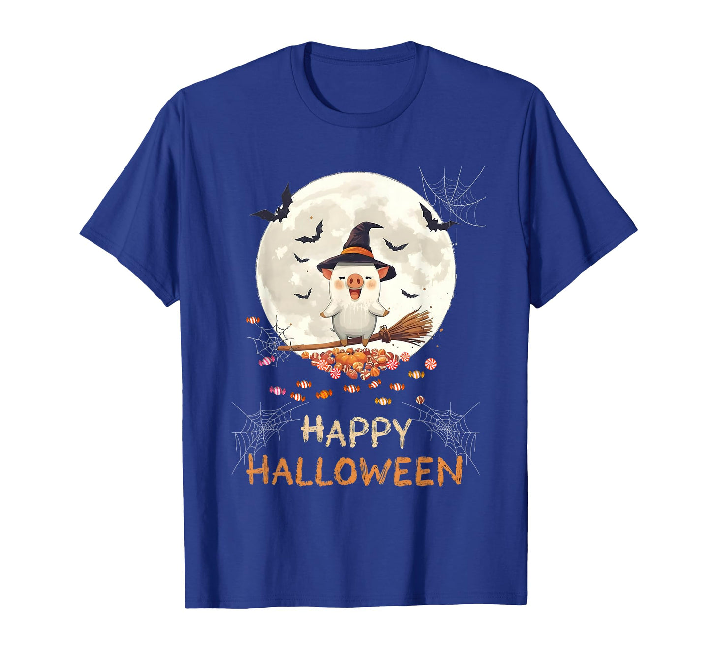Funny Pig Witch Candy Ghost Piglet Farmer Halloween Costume T-Shirt