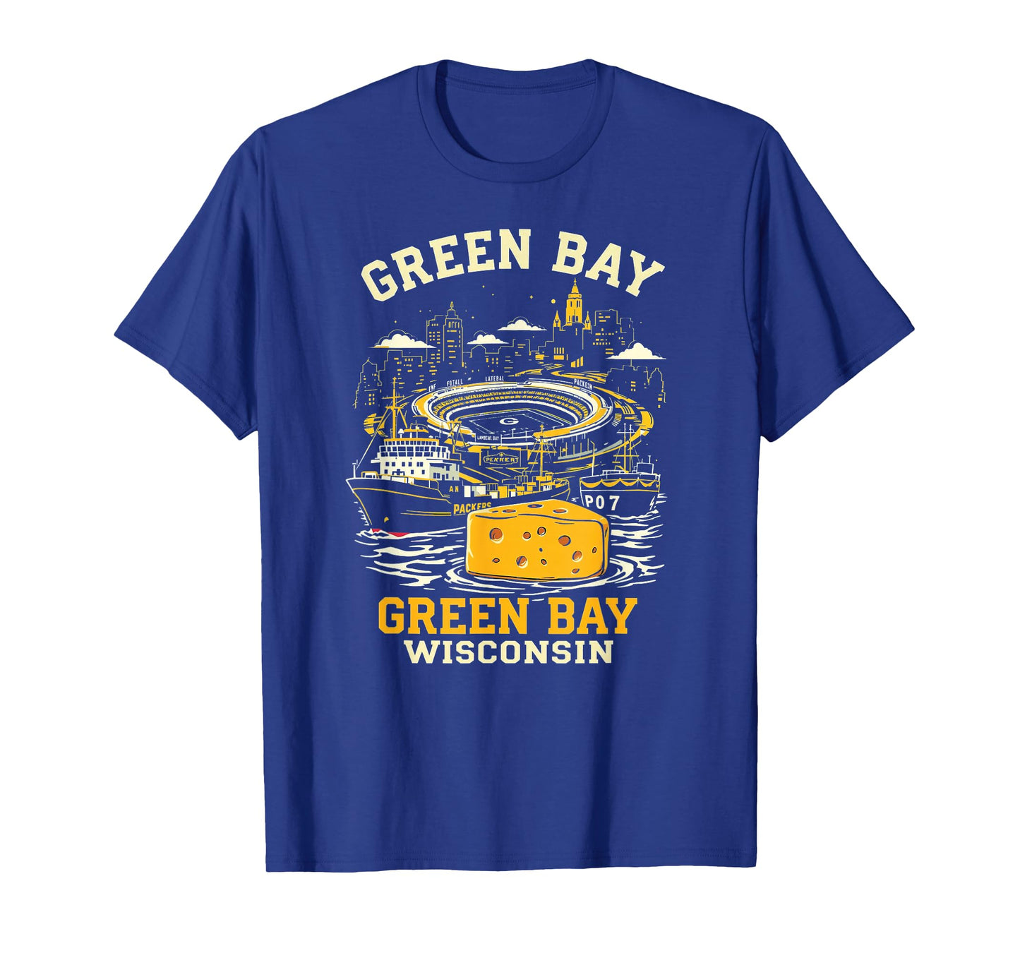 Vintage Green Bay Wisconsin Sunset Skyline Cityscape T-Shirt