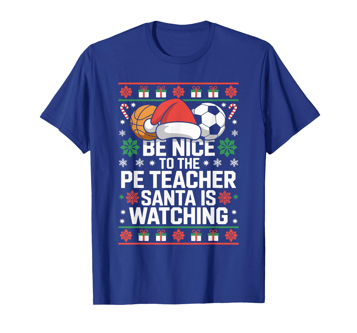 PE Teacher Ugly Christmas Sweater Physical Education Xmas T-Shirt