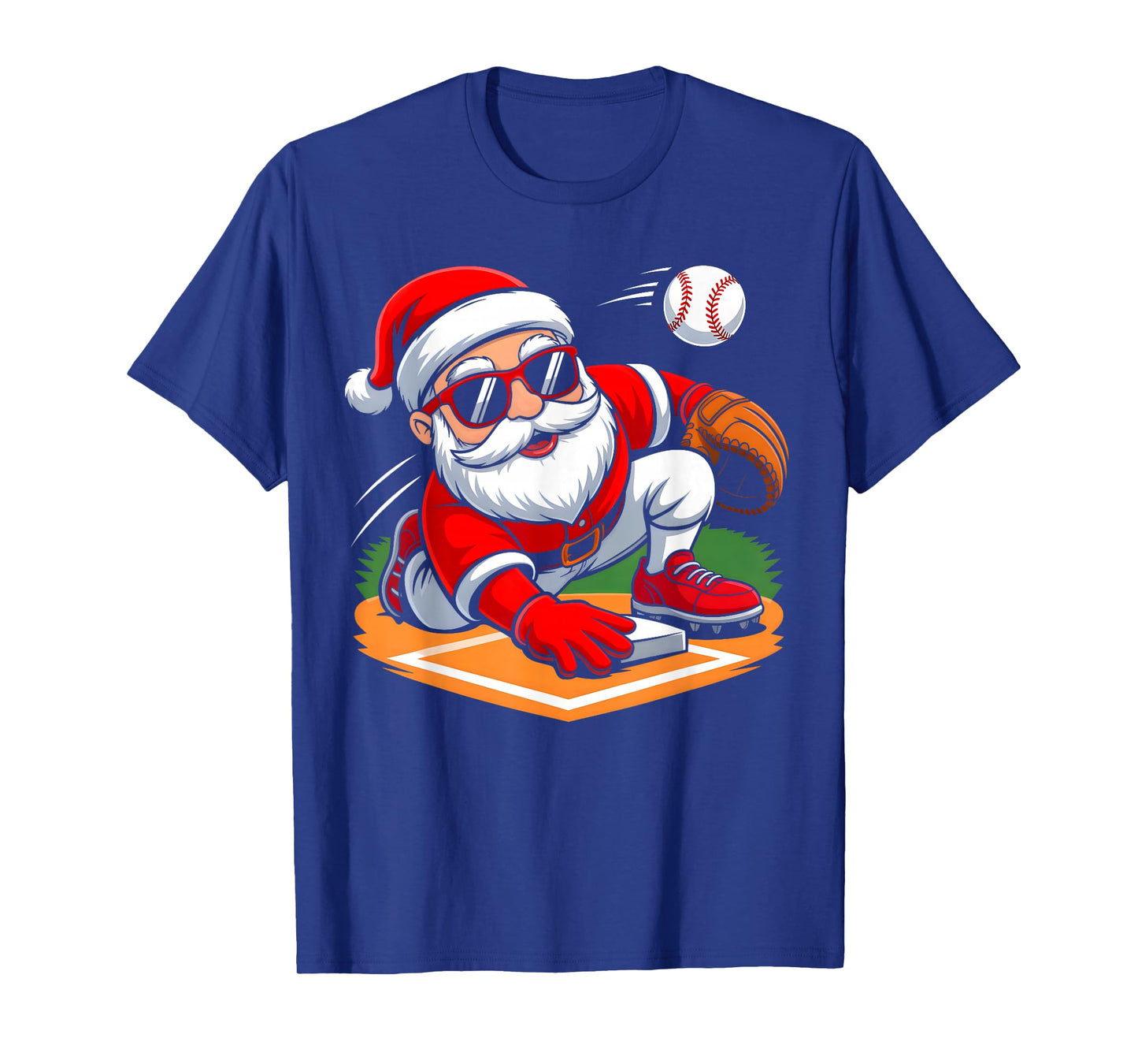Christmas Santa Claus Baseball Player Xmas Boys Men Sport T-Shirt