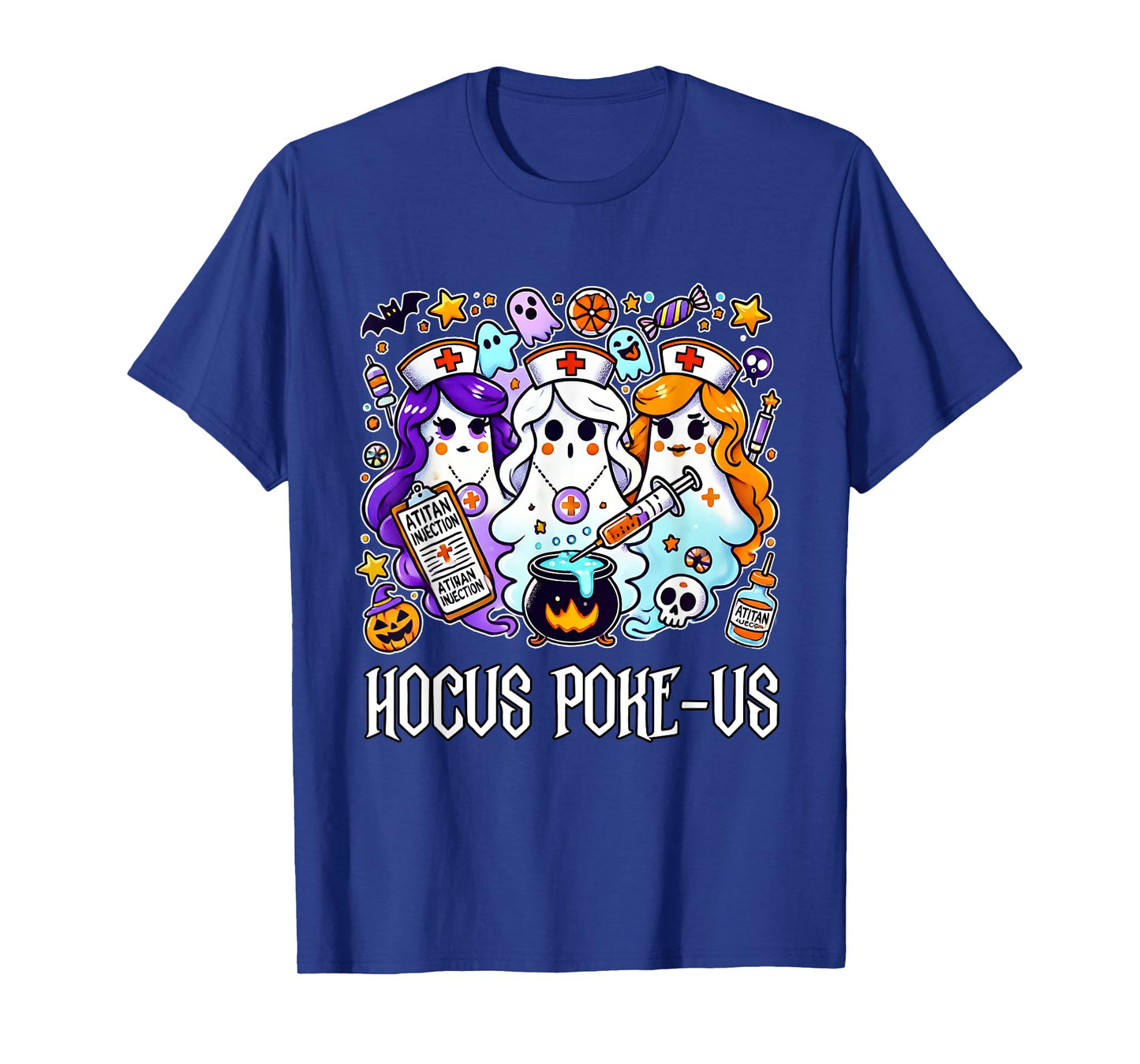 Funny Witches Nurse Spooky Nurse Witch Halloween Nursing Pun T-Shirt