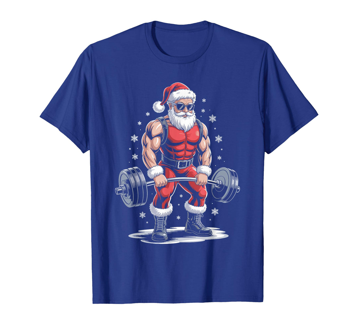 Santa Weightlifting Christmas Gym Fitness Deadlift Xmas Men T-Shirt