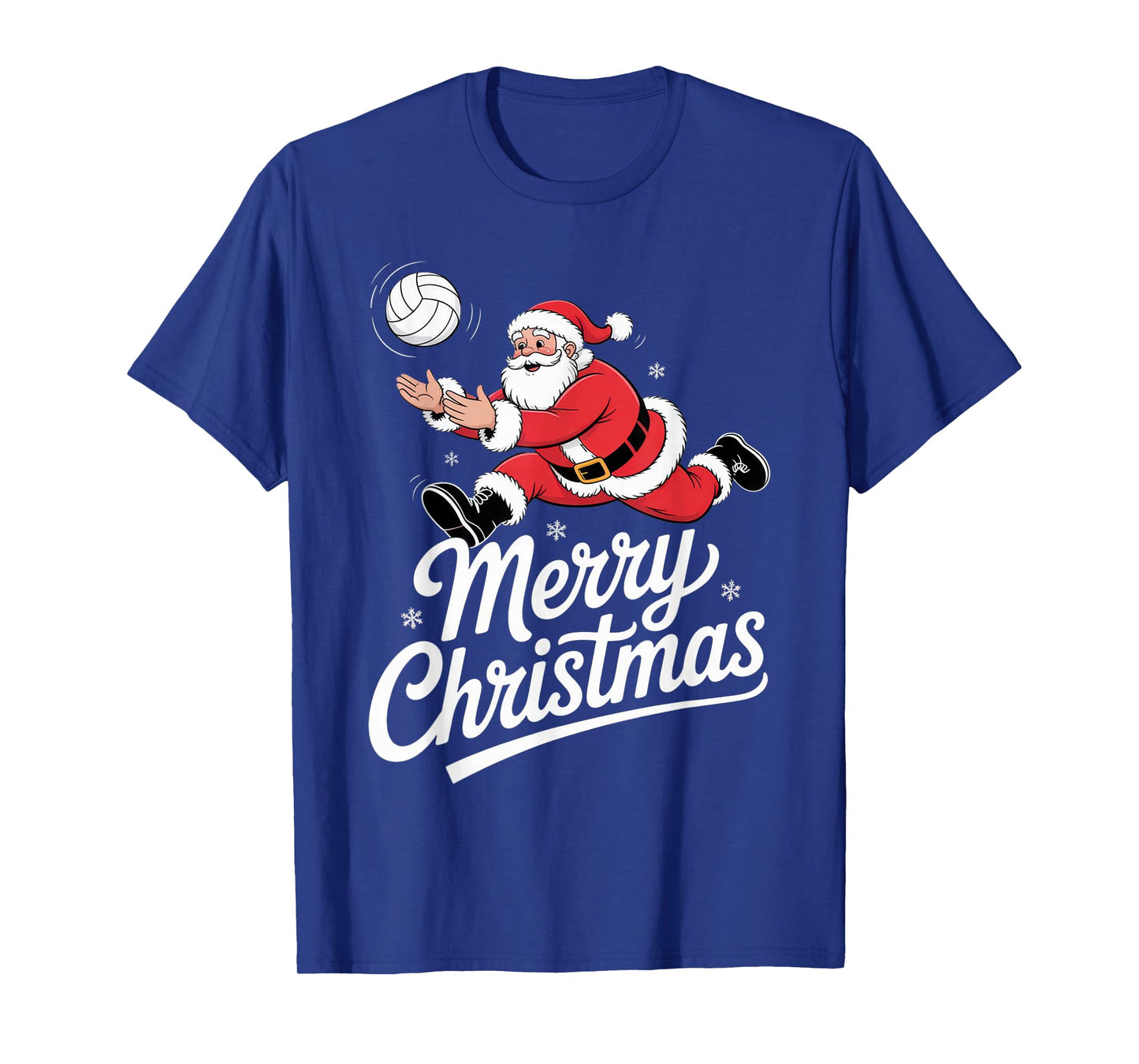 Merry Christmas Santa Playing Volleyball for Festive Sports T-Shirt