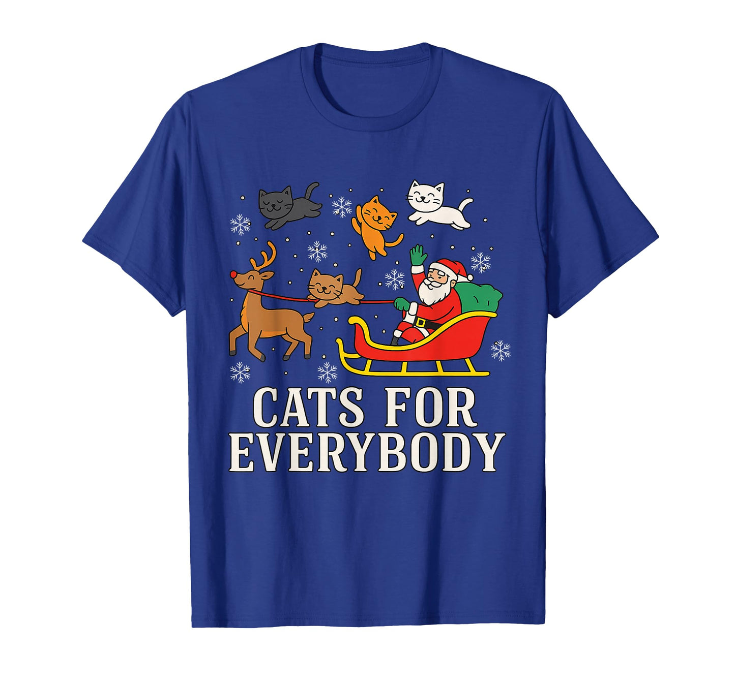 Cats for Everybody Christmas Cat Funny Xmas Women Santa T-Shirt