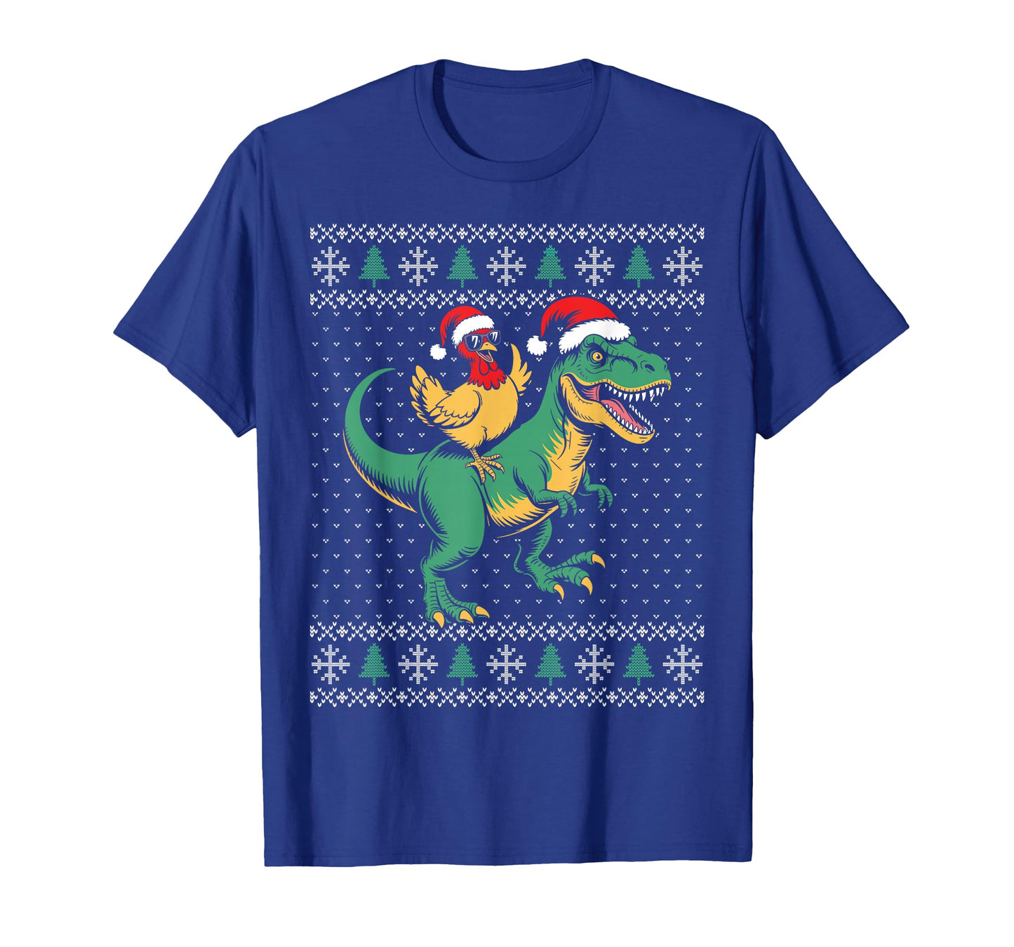 Chicken Riding Dinosaur Ugly Christmas Sweater Tyrannosaurus T-Shirt