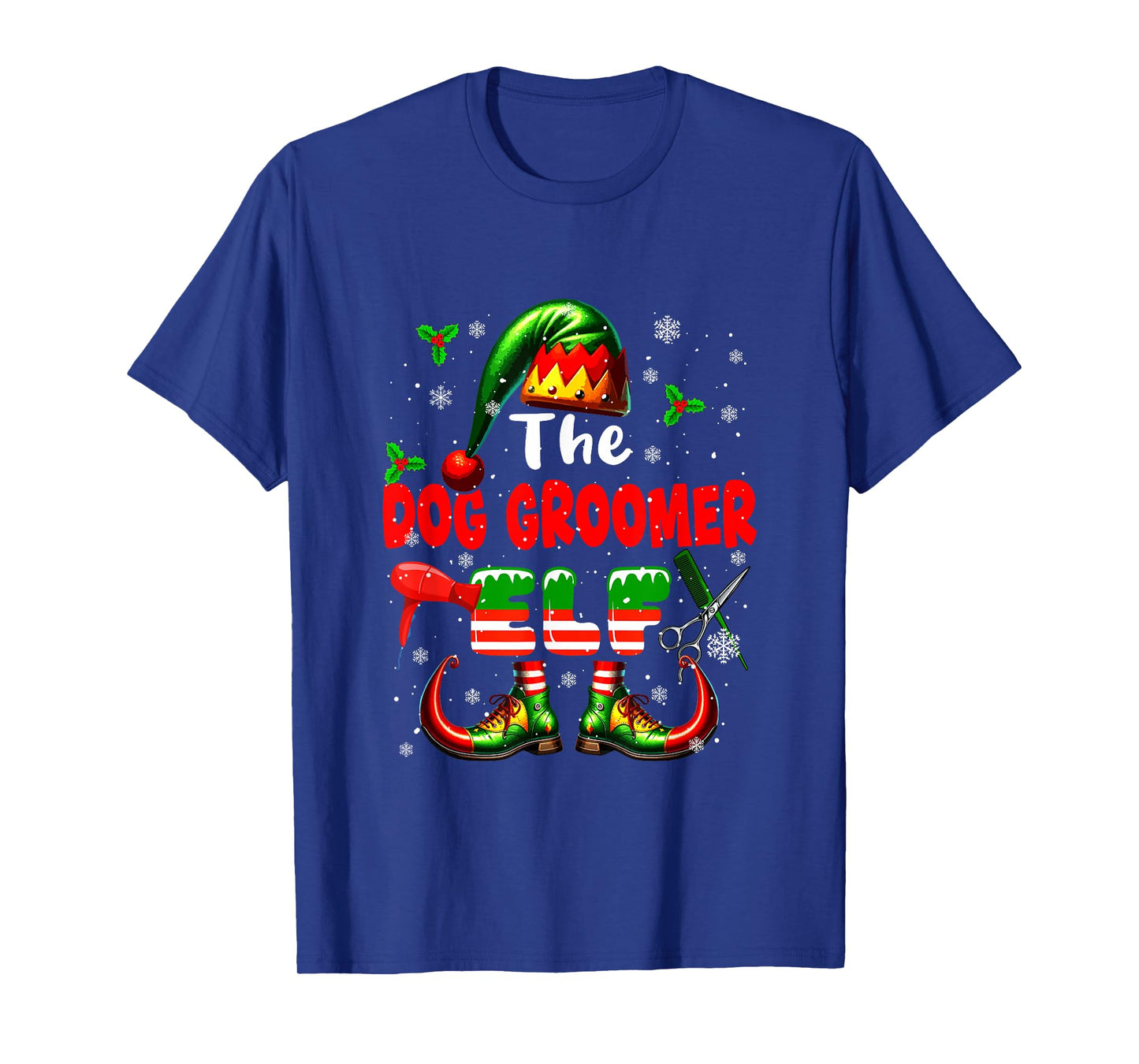 The Dog Groomer Elf Christmas Job Team Matching Parties T-Shirt