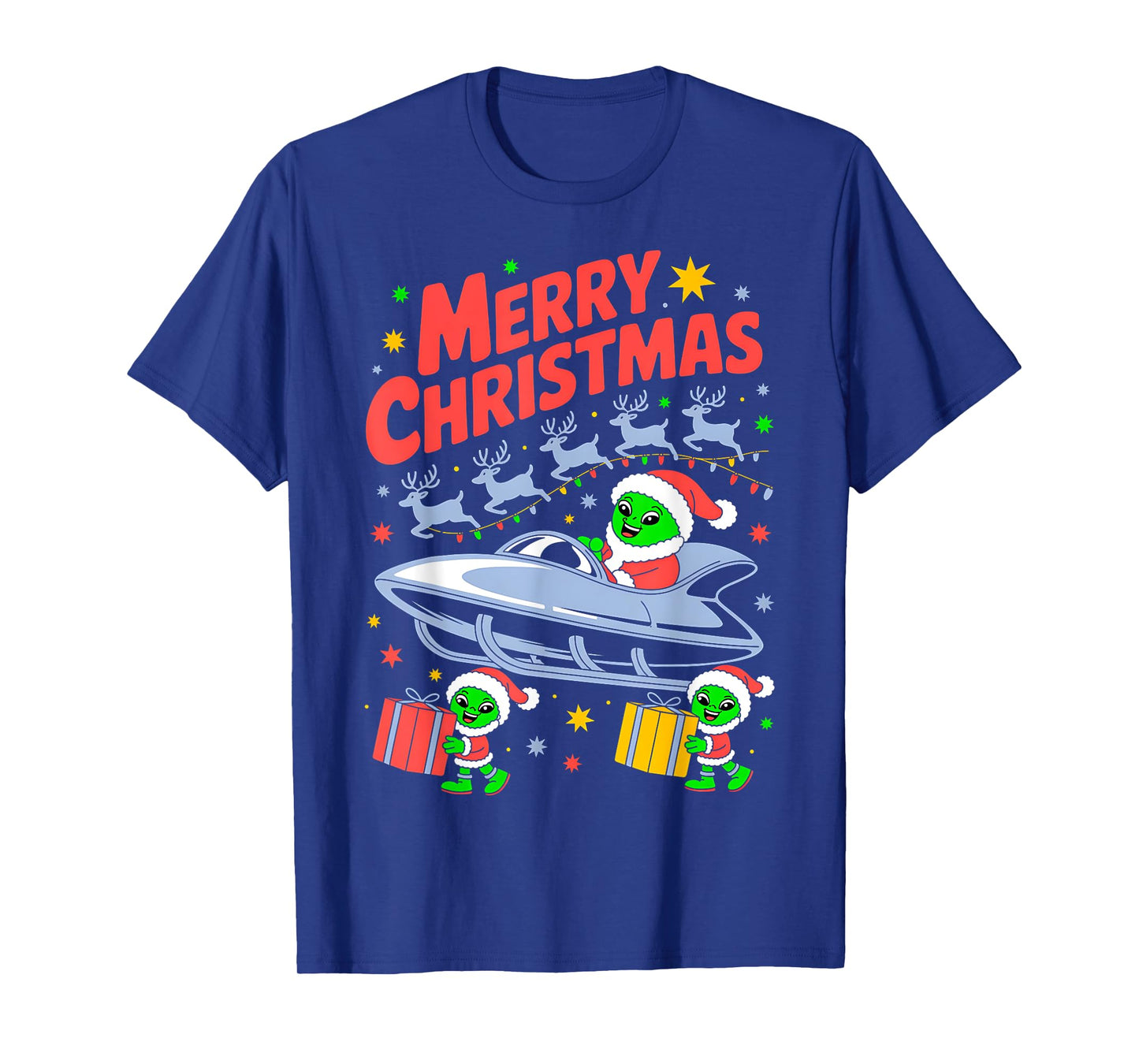 Funny Alien Trio Merry Ugly Christmas Santa Hat Gifts Xmas T-Shirt