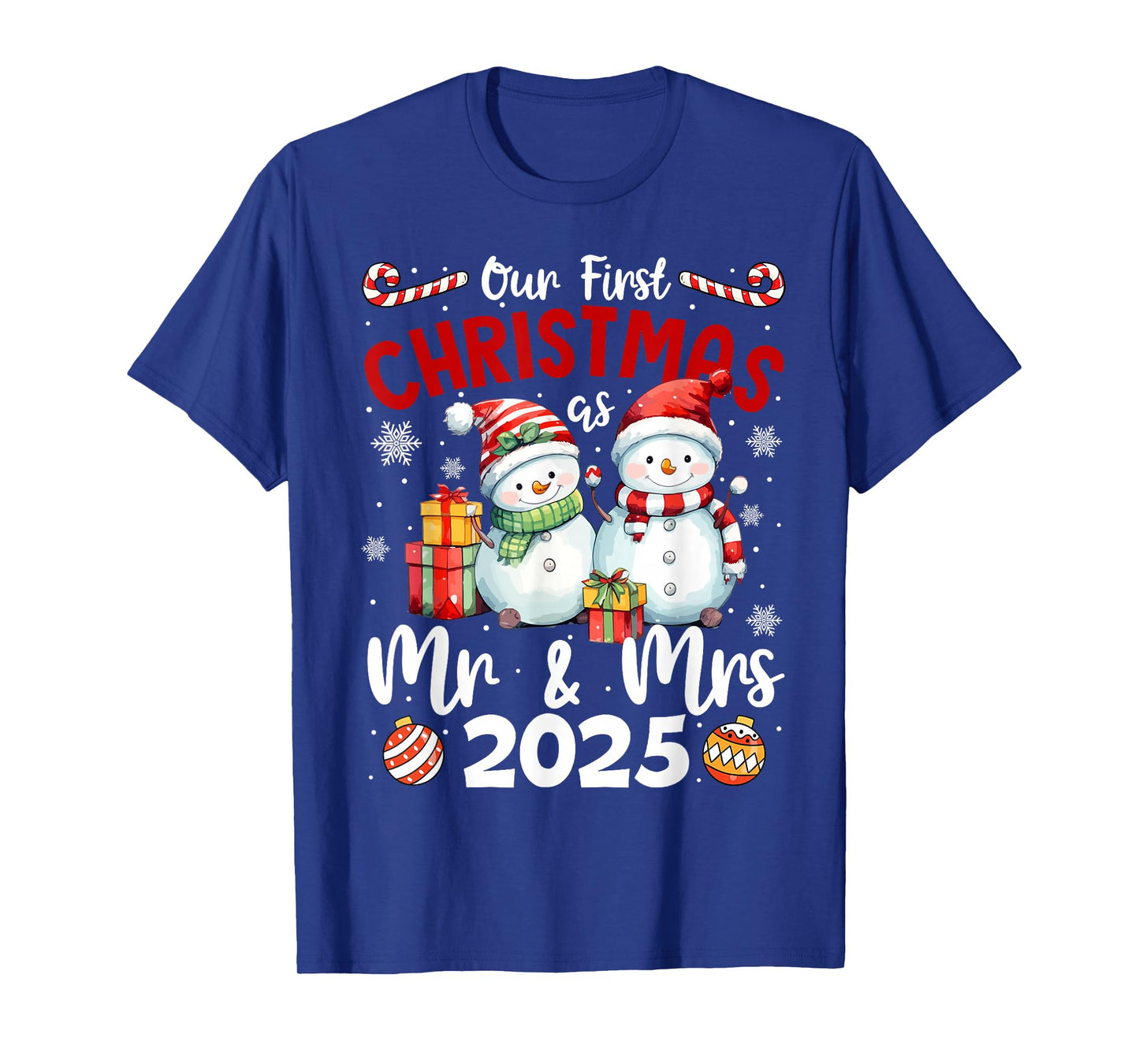 Our First Christmas as Mr Mrs 2025 Couple Matching Men Women T-Shirt