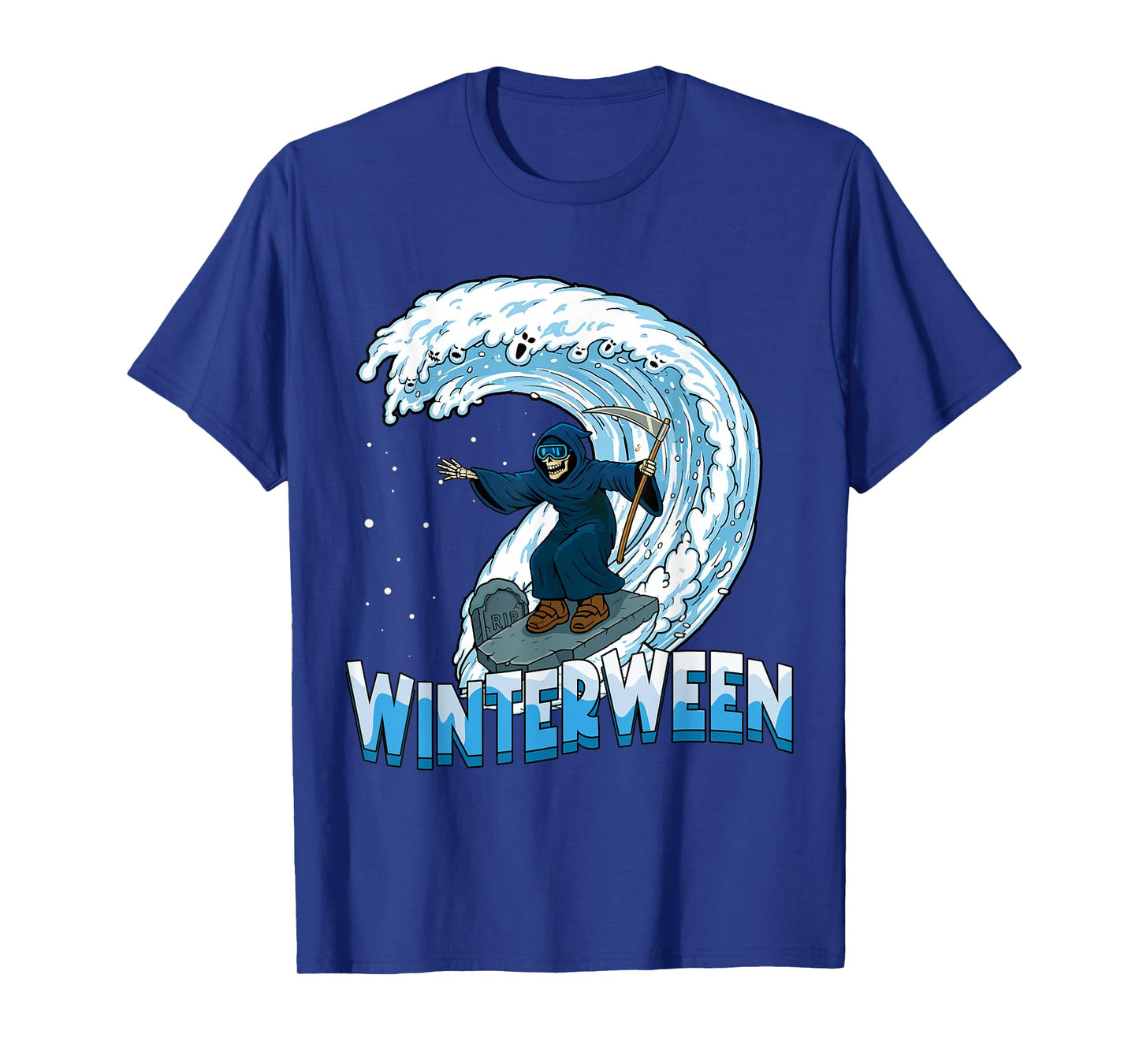 Winterween Winter Halloween Christmas Skeleton Snow Boarding T-Shirt