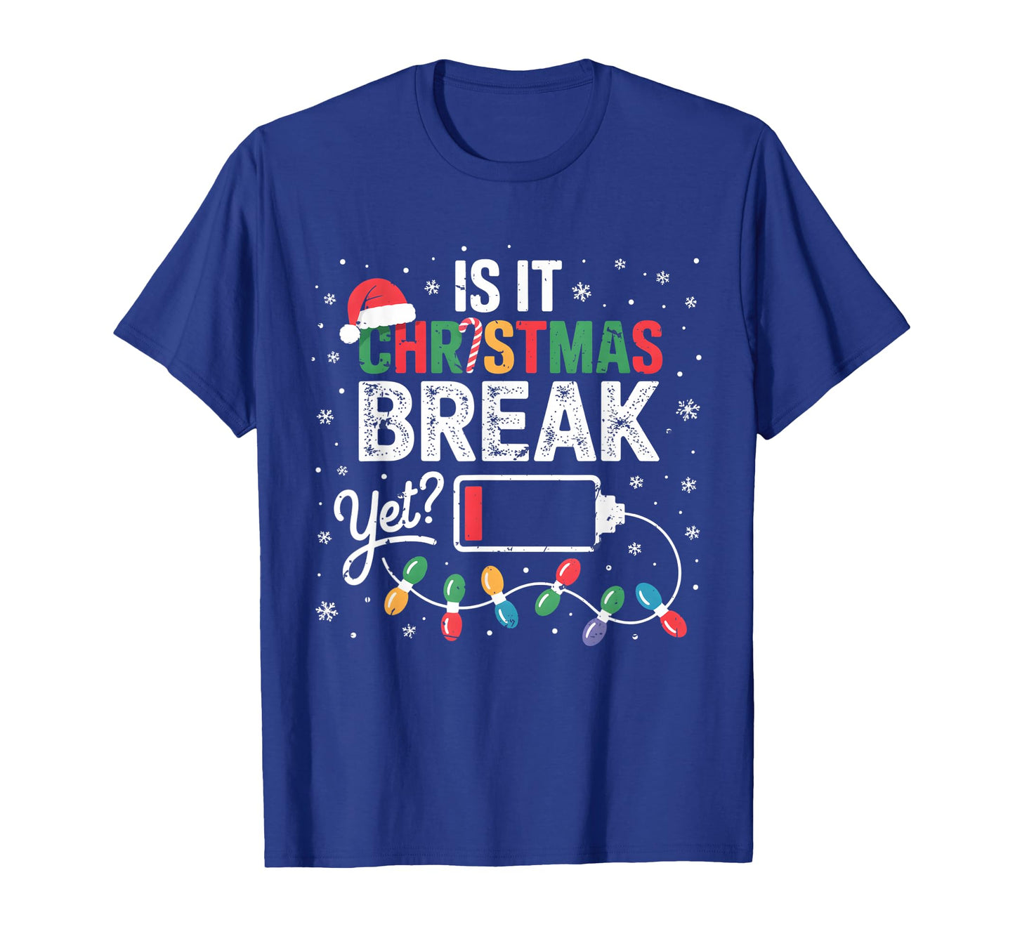is It Christmas Break Yet Funny Low Battery Teacher Women T-Shirt