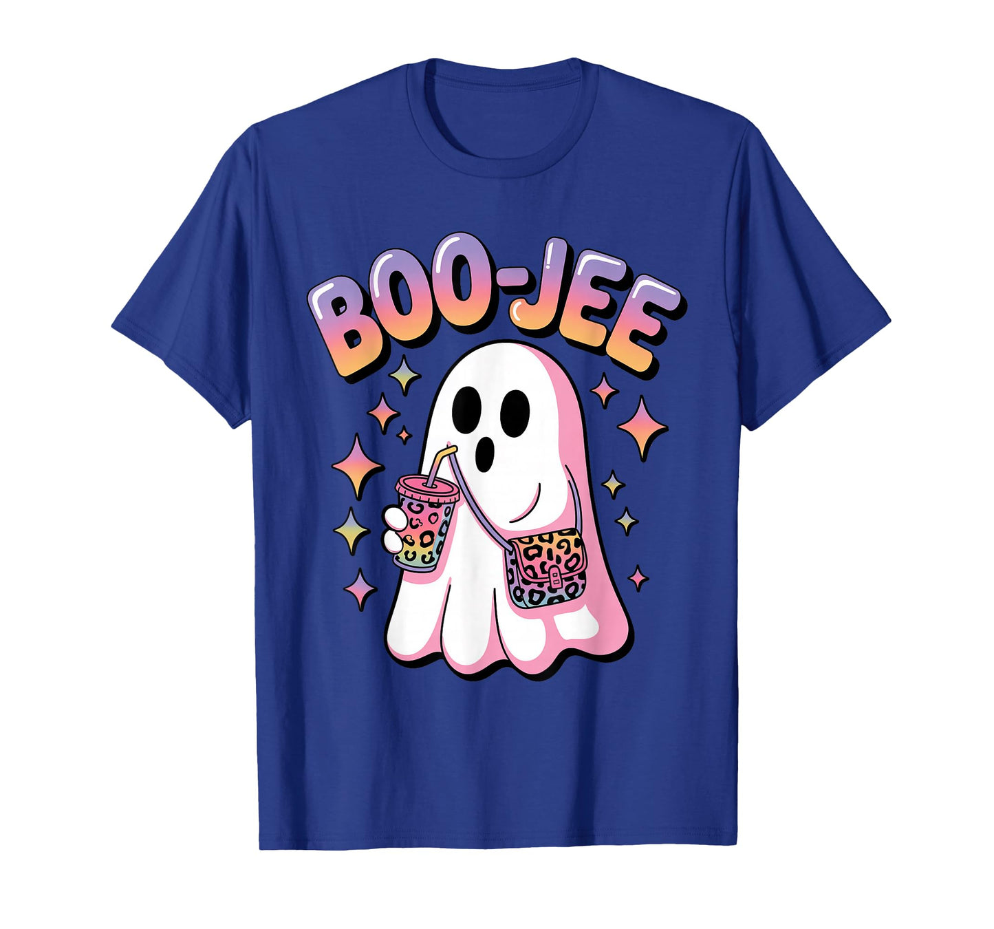 Ghost Coffee Boujee Funny Leopard Print Halloween Costume T-Shirt