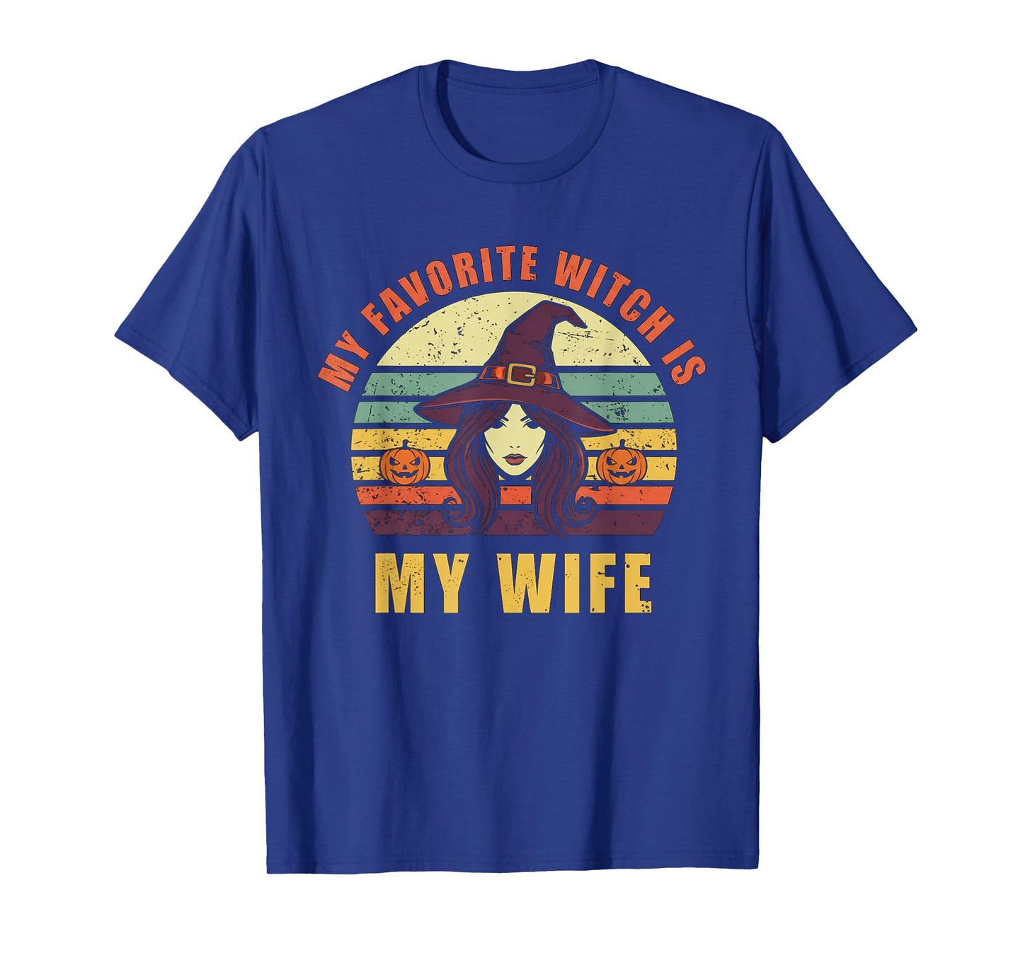 Vintage 70's Pumpkins Halloween My Favorite Witch is My Wife T-Shirt