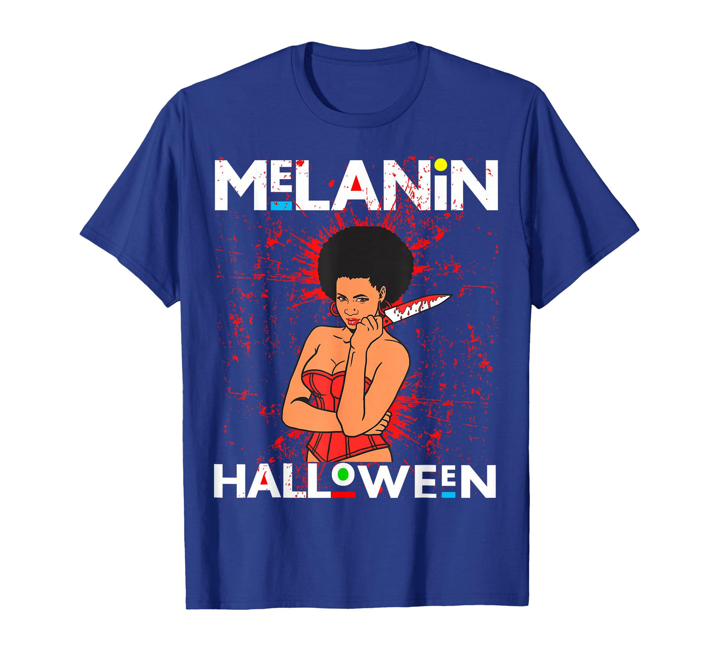 Funny Melanin Halloween Black Girl Magic Scary Blood Costume T-Shirt
